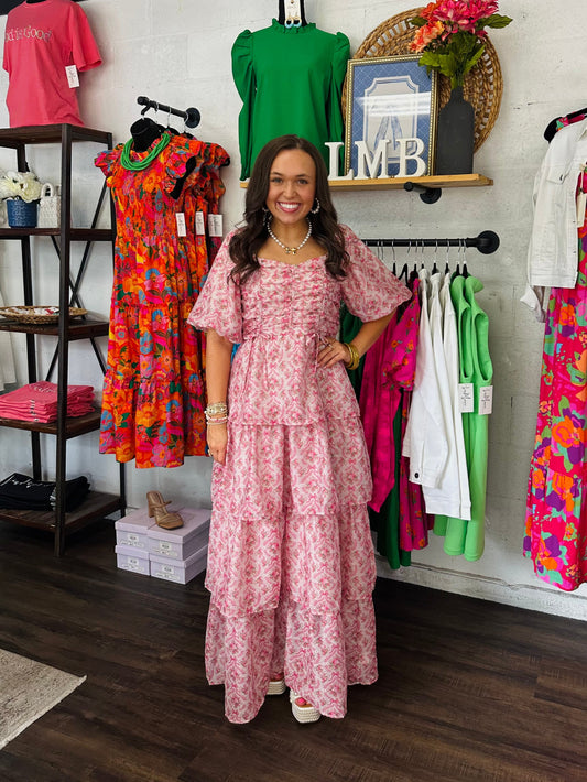 The Posey Coquette Floral Tiered Maxi Dress