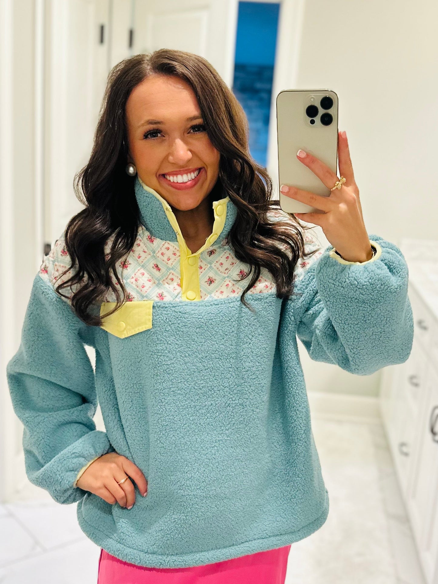 The Posie Floral Quilted Fleece Pullover