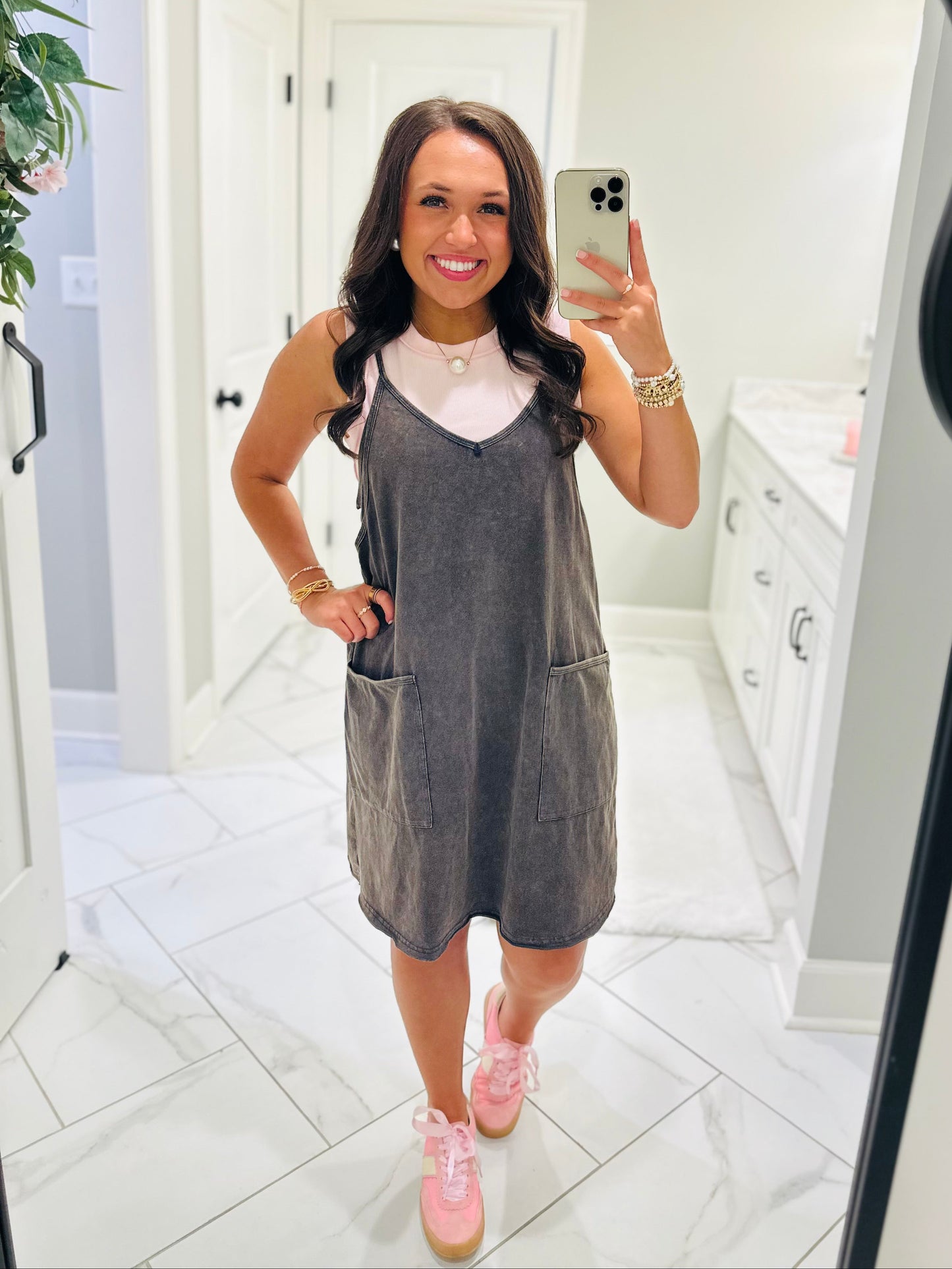 The Rhea Mineral Wash Tennis Dress - Ash Navy