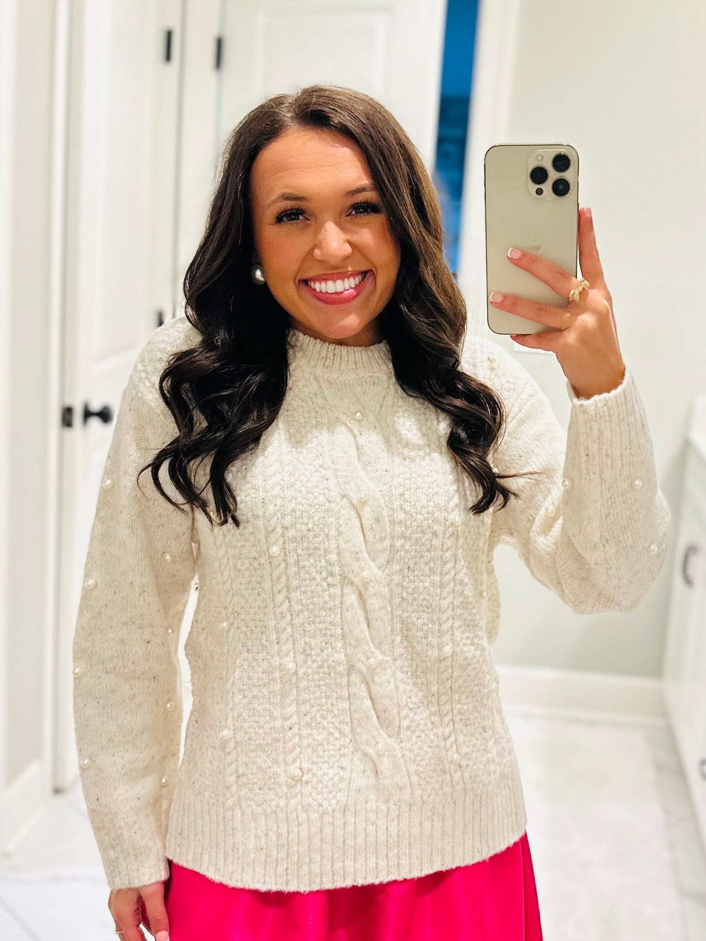 The Wynter Oatmeal Pearl Sweater