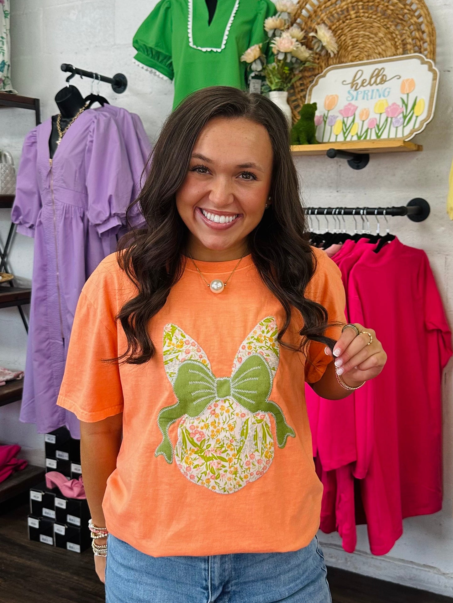 The Hippity Hoppity Bunny Bow Embroidered Tee