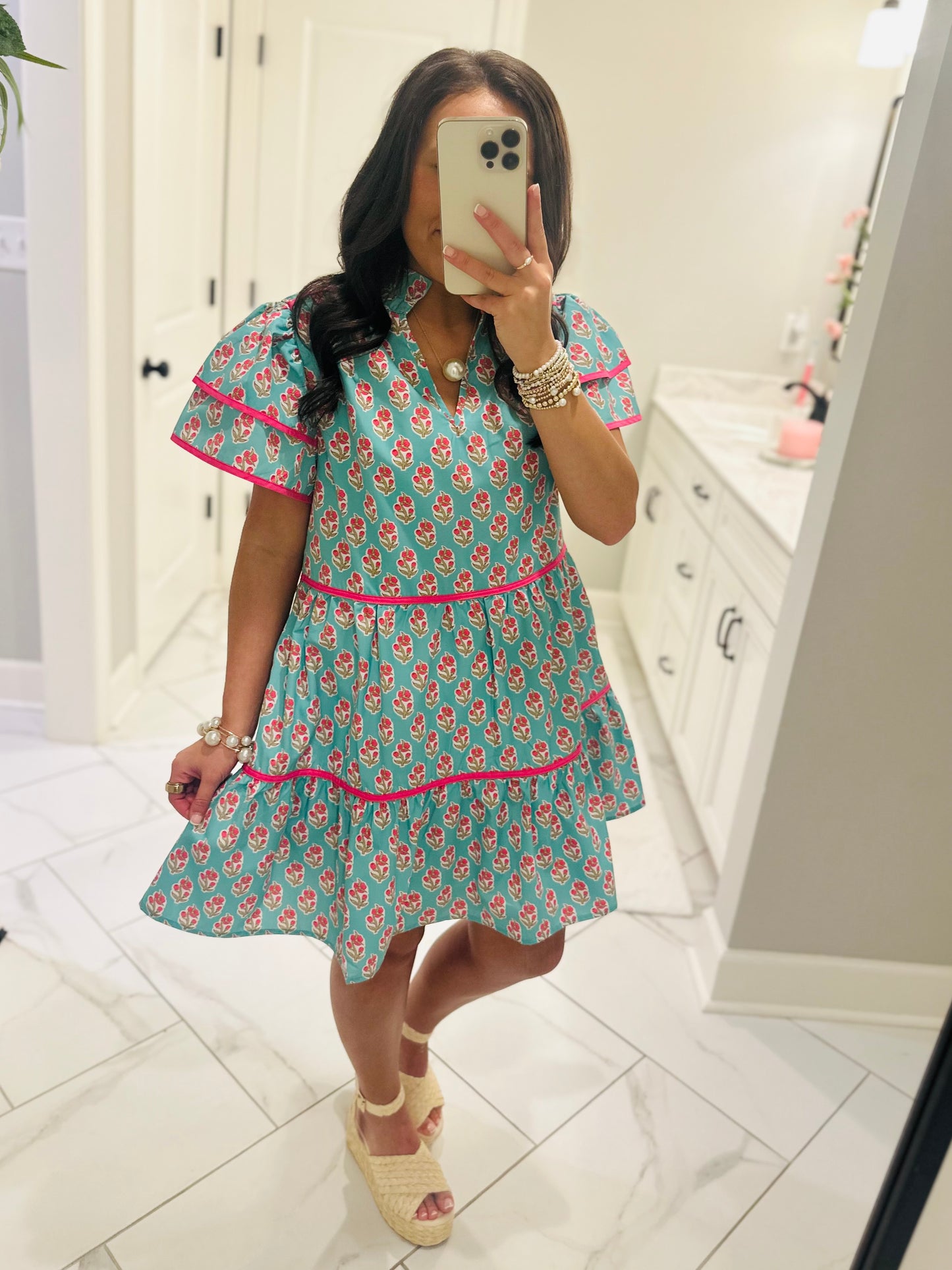 The Valerie Green + Pink Floral Dress