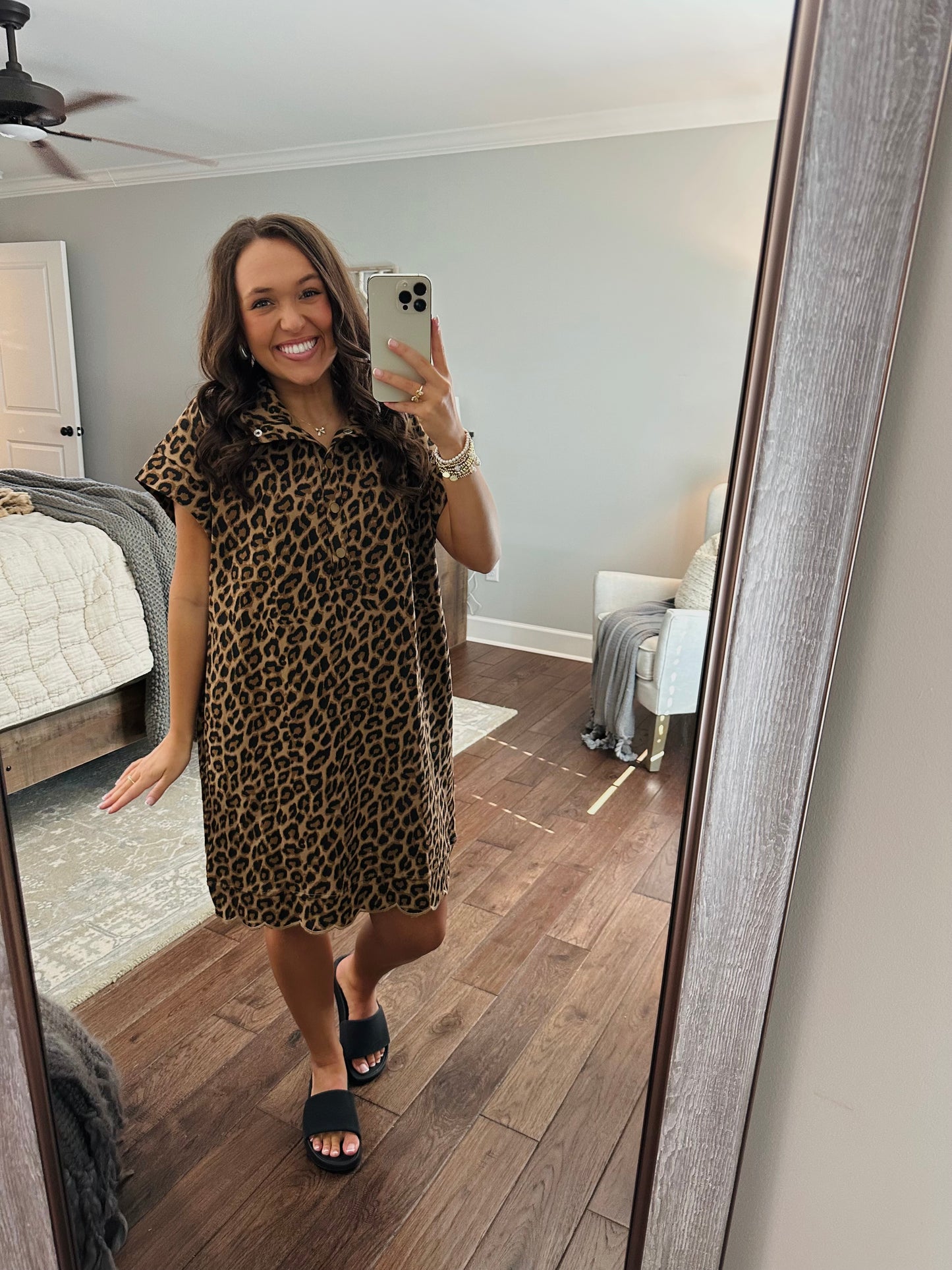 The Miah Leopard Scalloped Dress