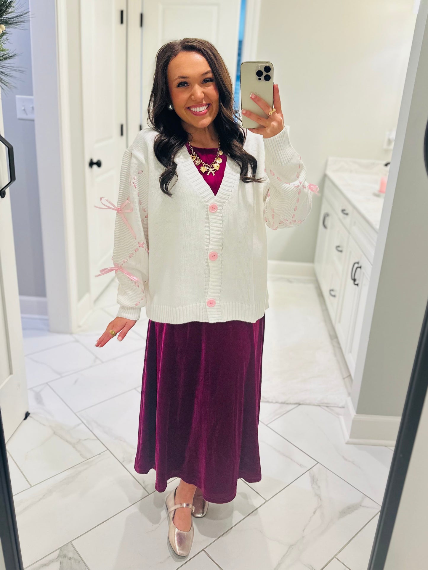 The Alisa Satin Ribbon Sleeve Cardigan