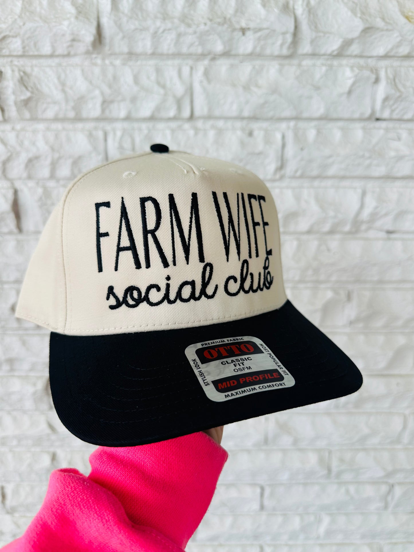 Black 'Farm Wife Social Club' Embroidered Trucker Hat