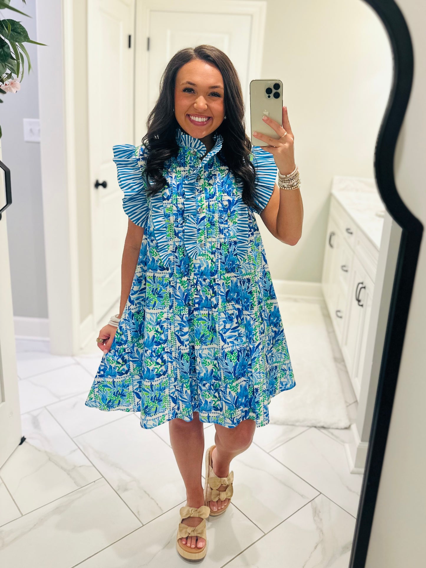 The Cali Blue Botanical Dress