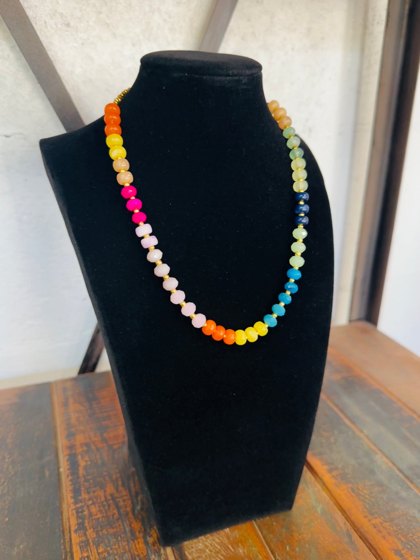 Rainbow Ball Beaded Necklace