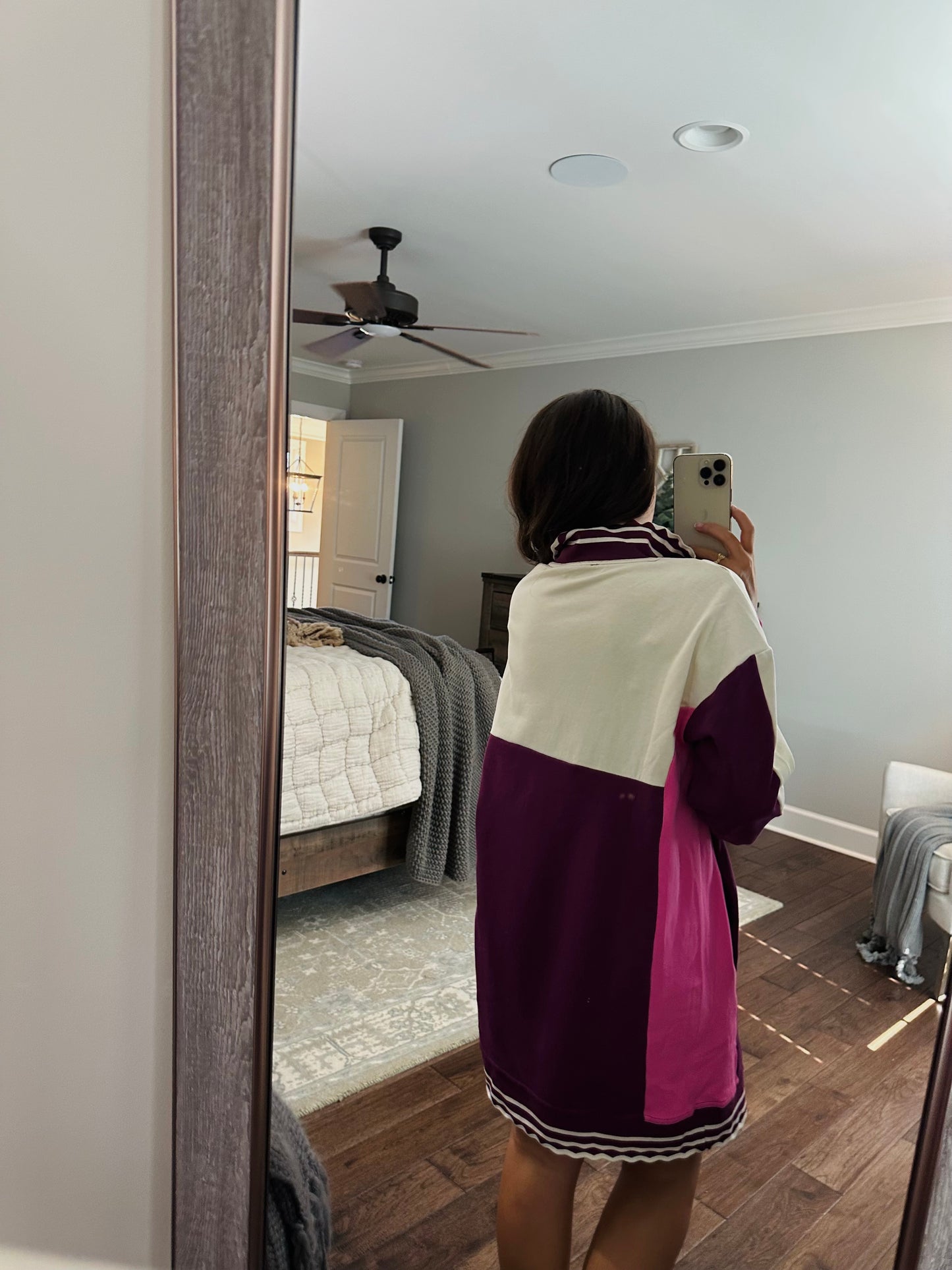 The Mal Purple + Pink Colorblock Quarter-Zip Dress
