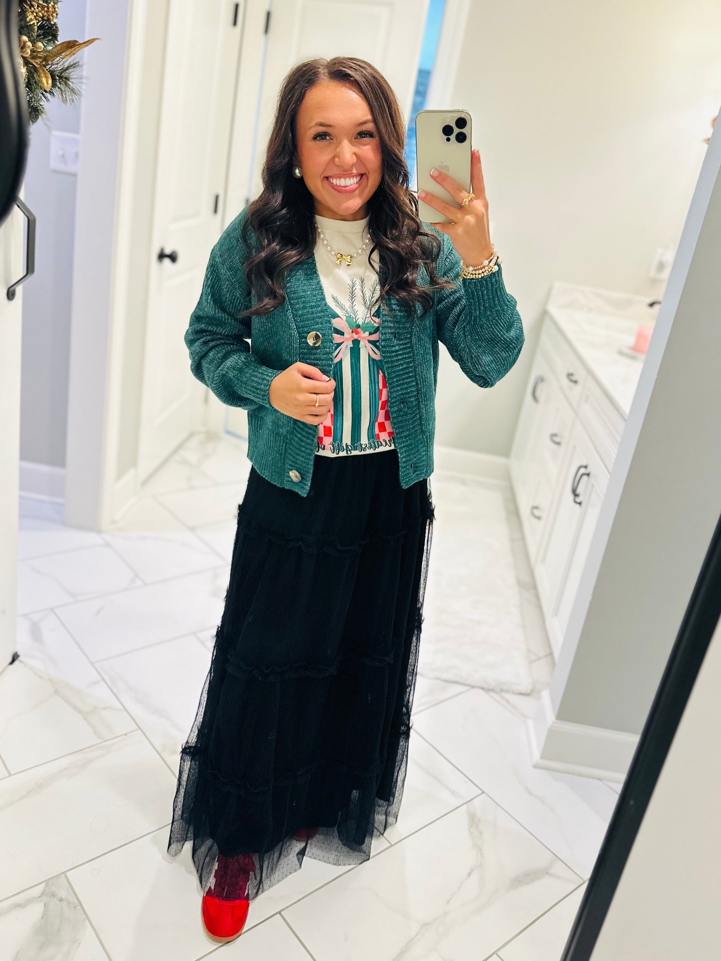 The Izzy Hunter Green Front Button Cardigan