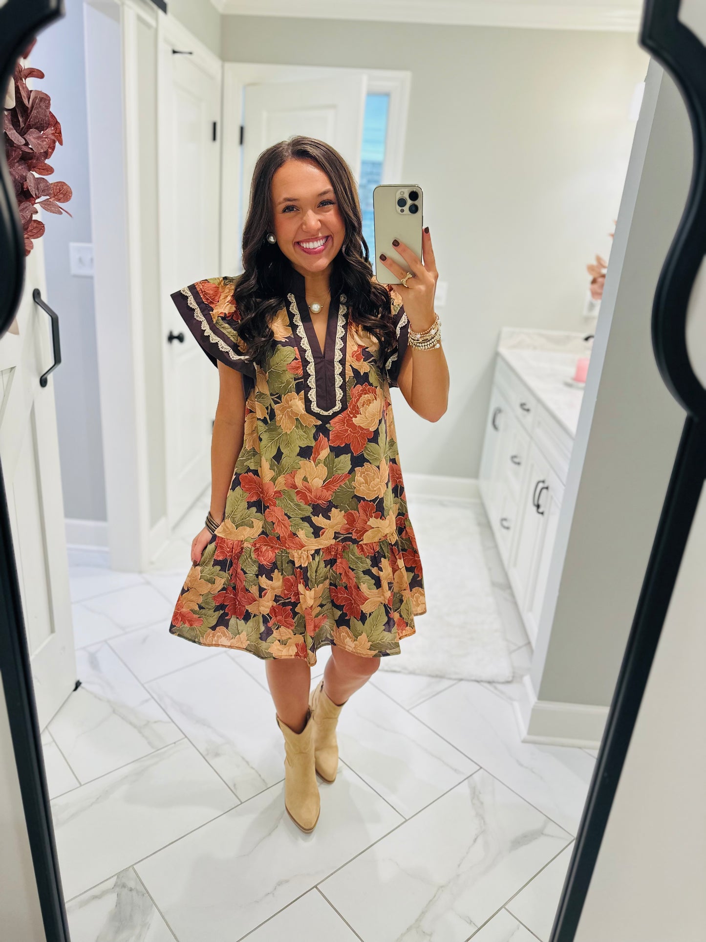 The Sutton Brown Floral Dress
