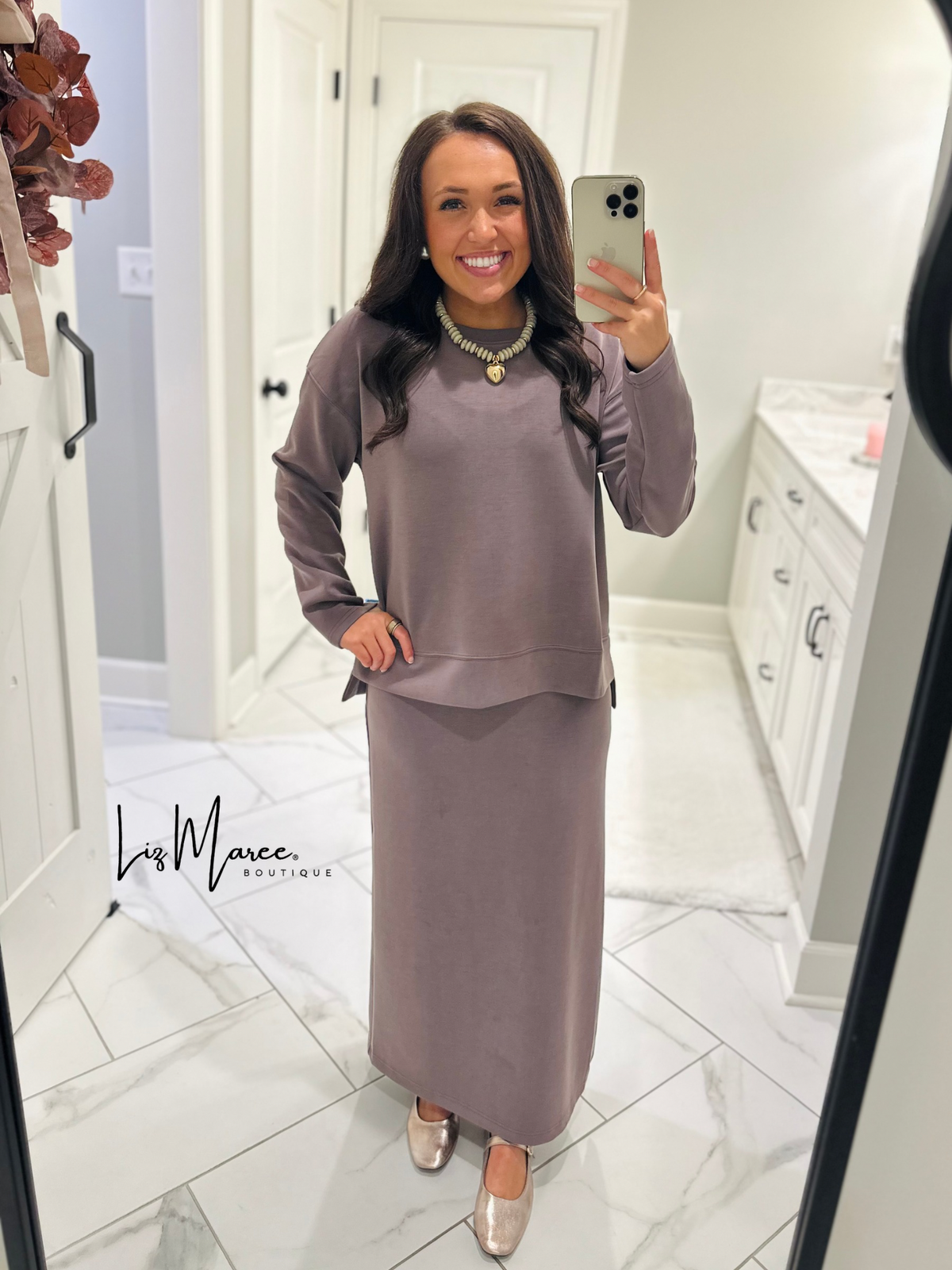 The Rheanne Mocha 2 Piece Dress Set