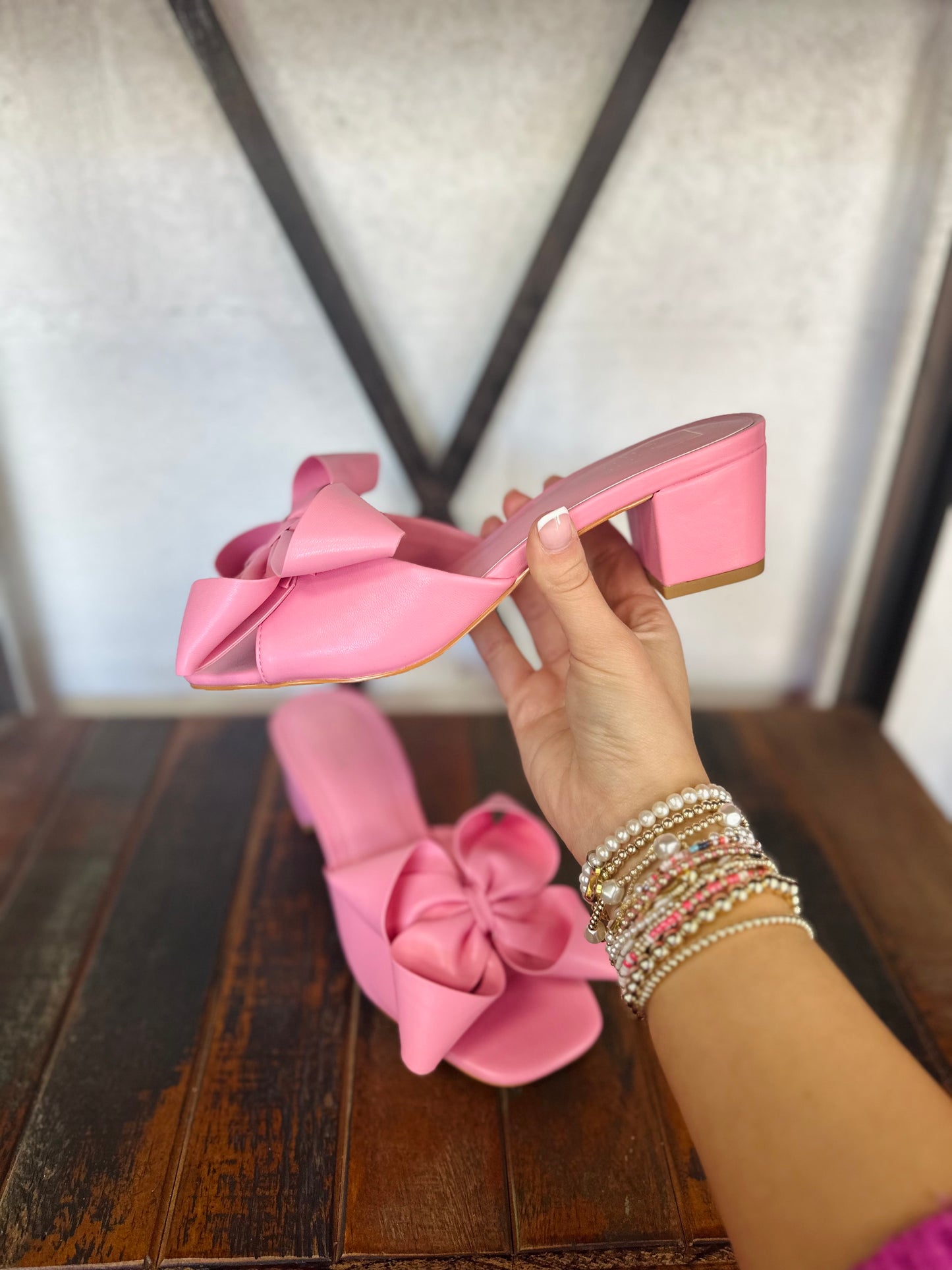 The Flora Pink Bow Heels
