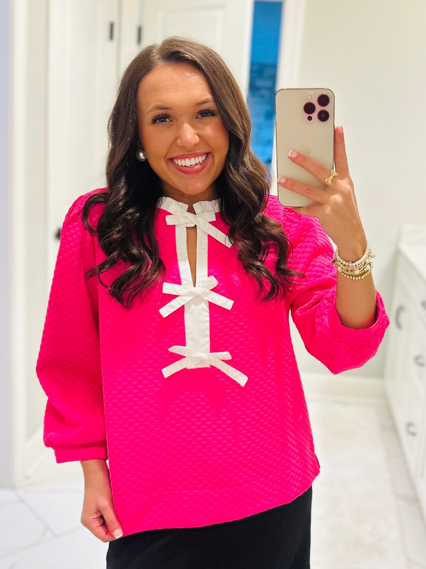 The Zayla Hot Pink Bow Top