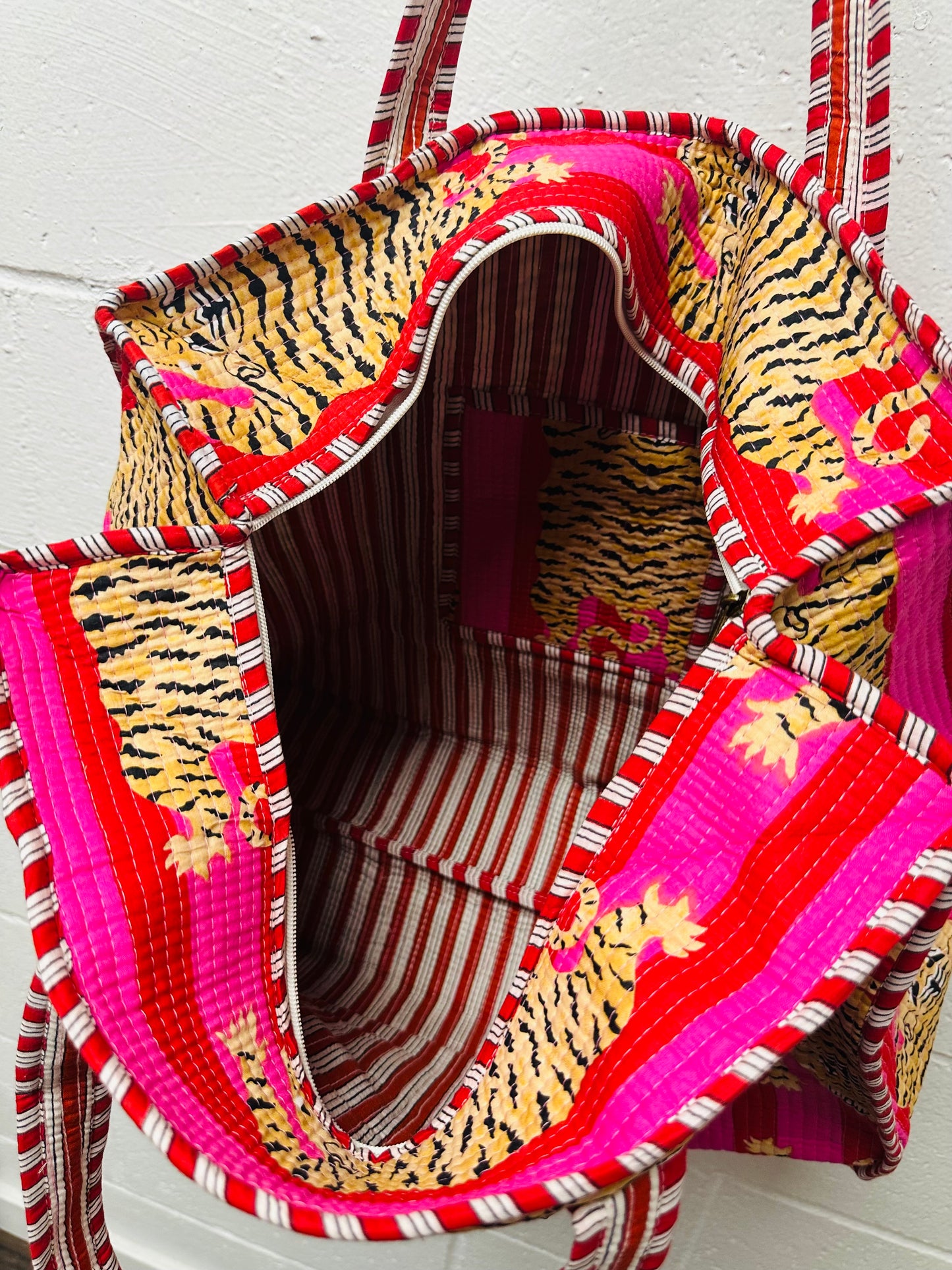 The Pink Tiger Quilted Tote Bag