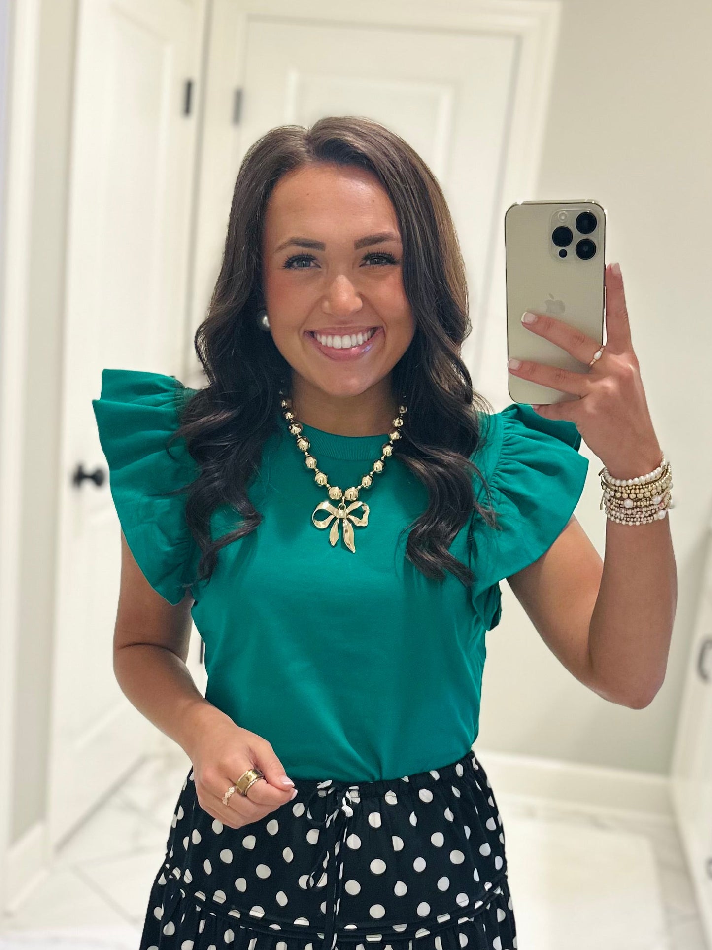 The Tillie Kelly Green Ruffled Sleeve Top