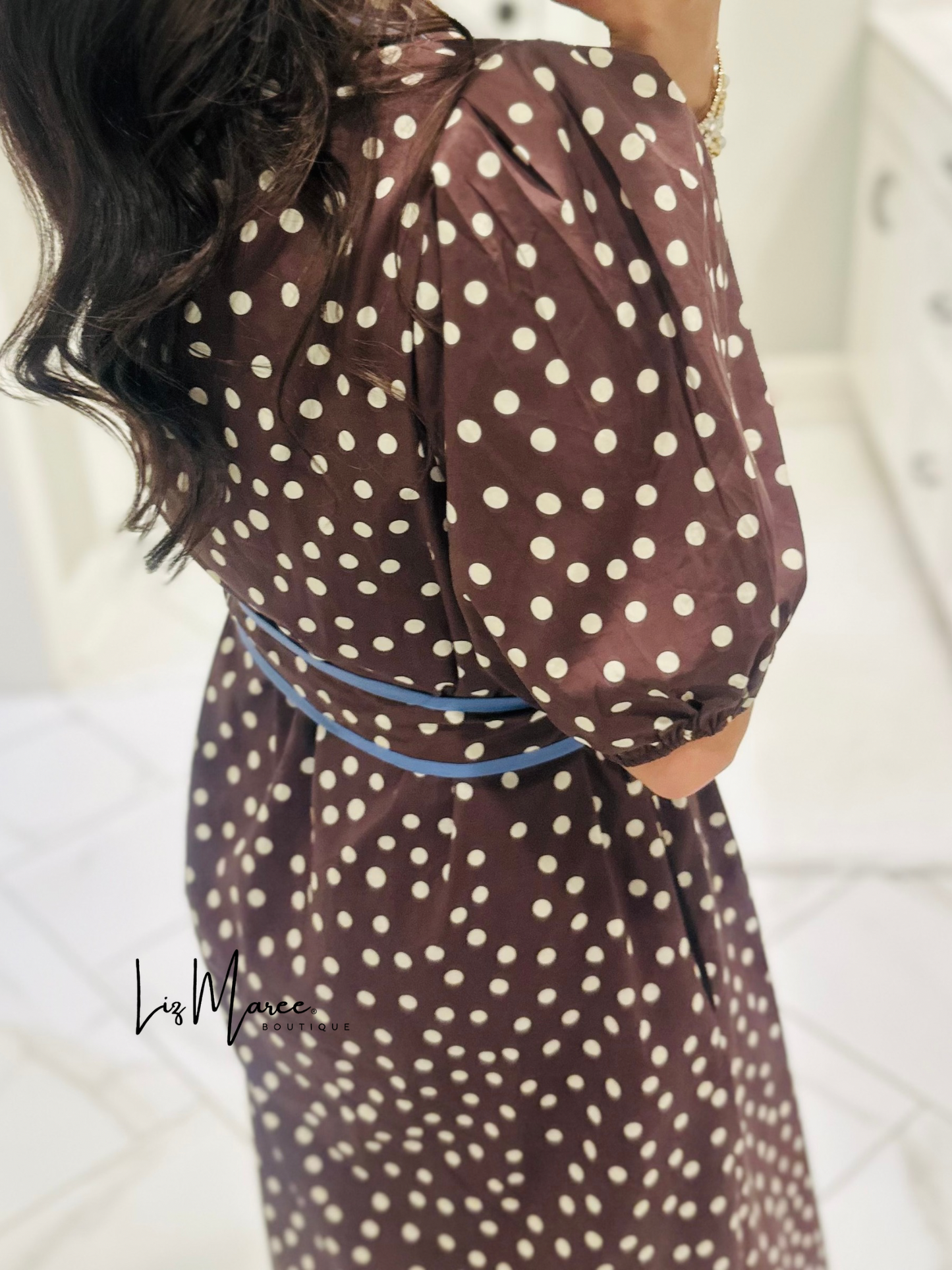 The Ashlee Brown Polka Dot Midi Dress