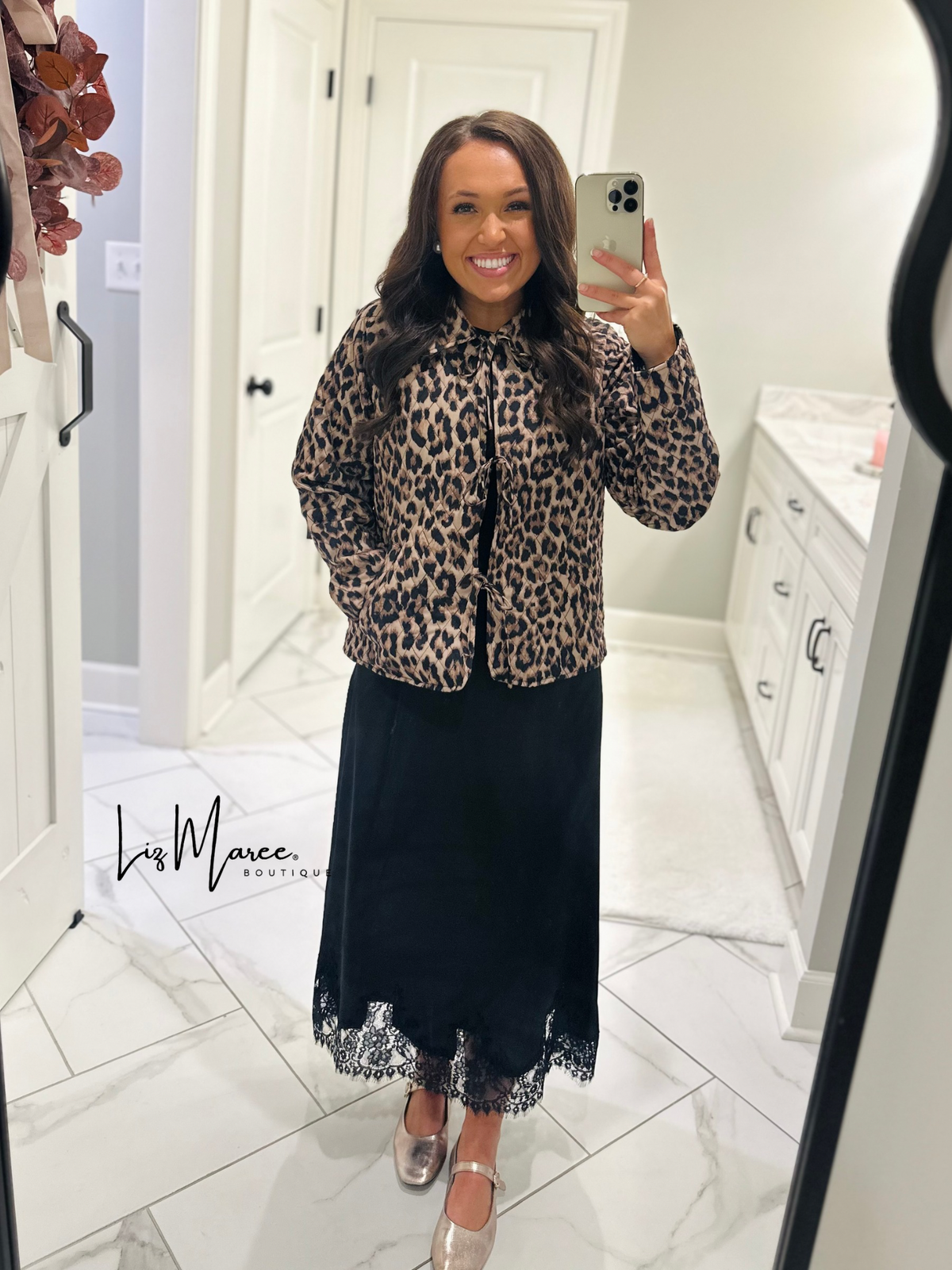 The Aubrey Leopard Quilted Bow Jacket