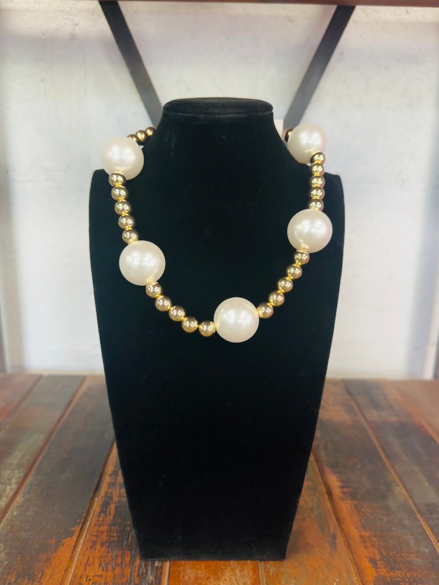 Pearl + Gold Beaded Necklace