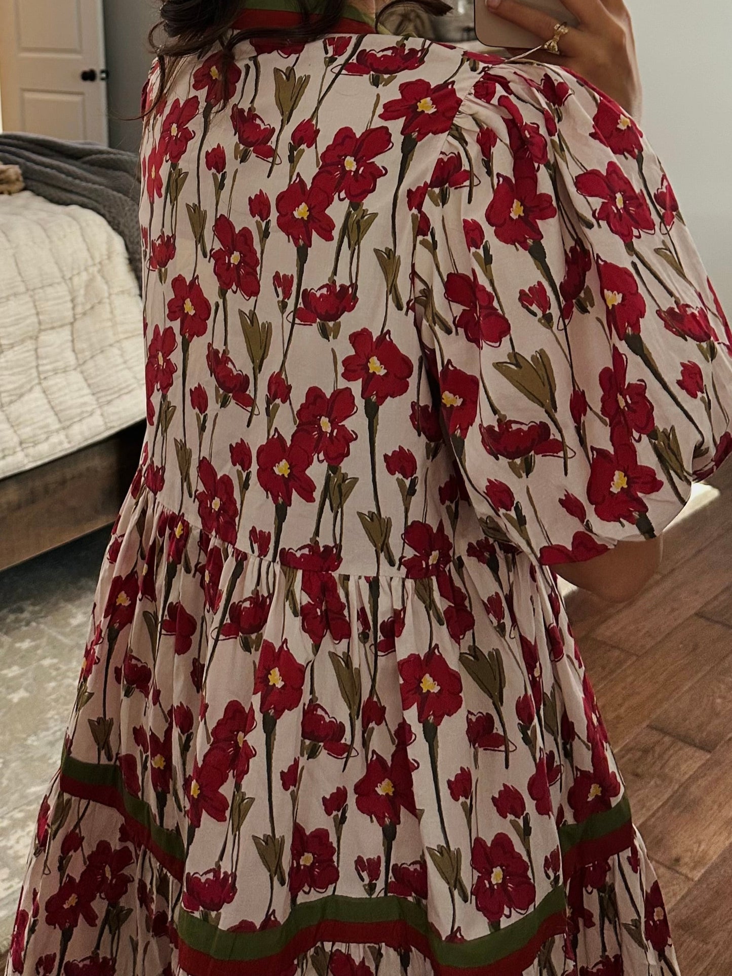 The Poppy Floral and Olive Green Rust Dress