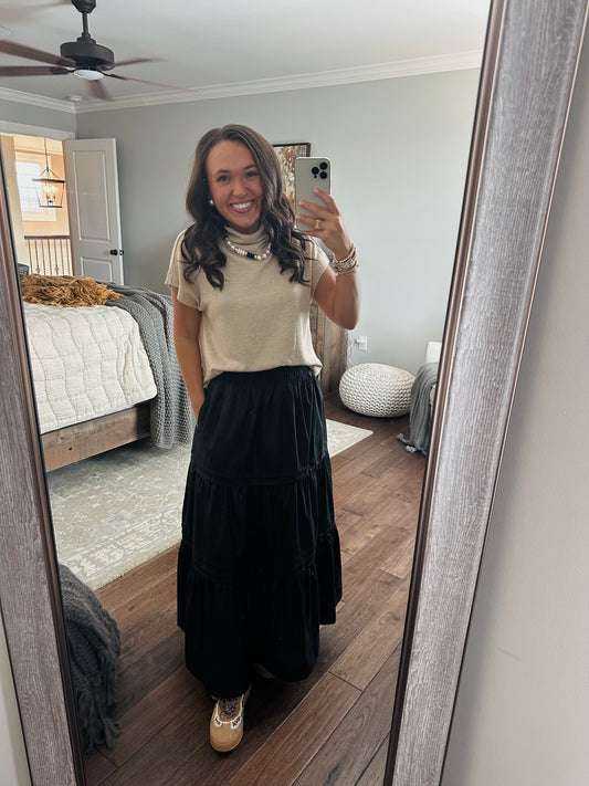 The Ruth Black Maxi Skirt