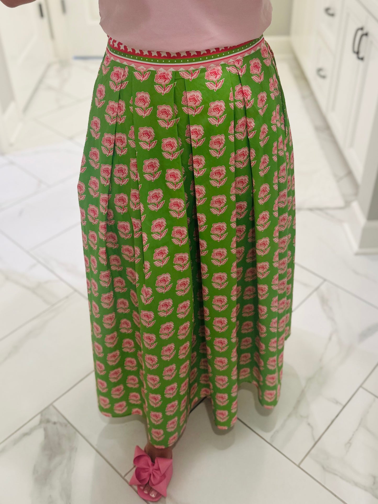 The Sophie Green Floral Midi Skirt
