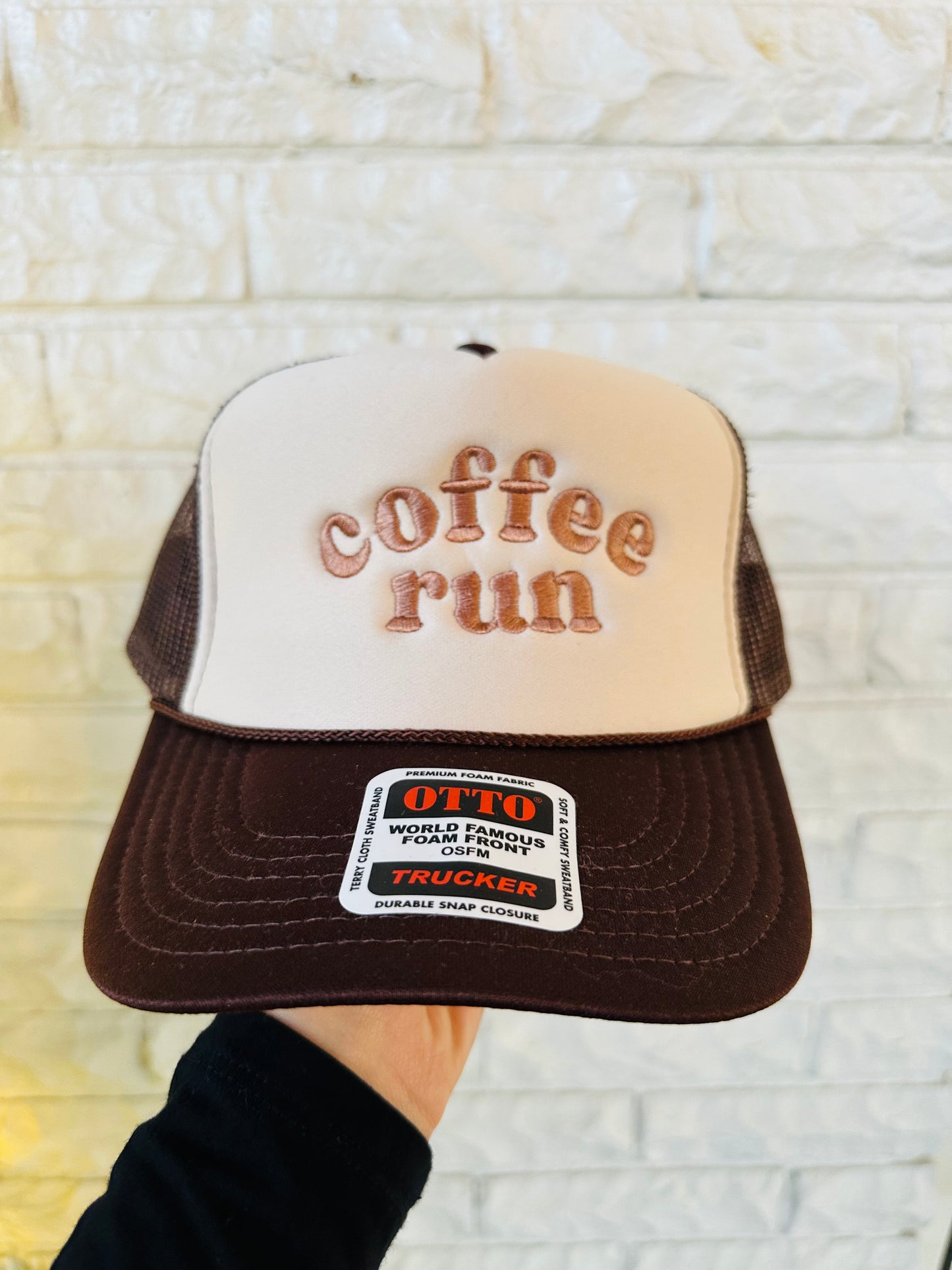 The Coffee Run Embroidered Trucker Hat