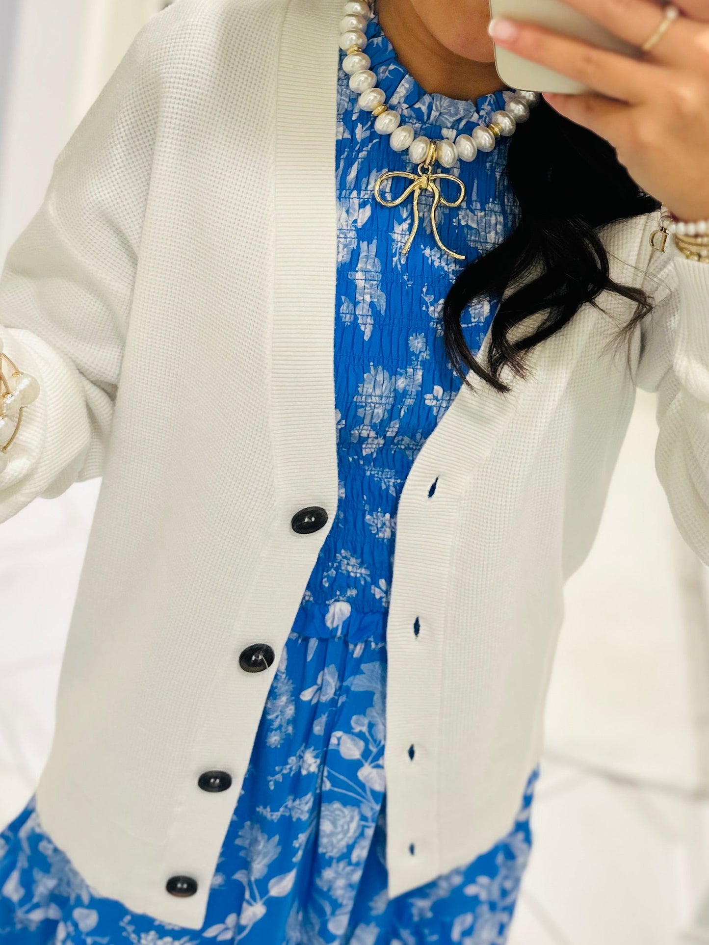 Let's Get Cozy White Cardigan