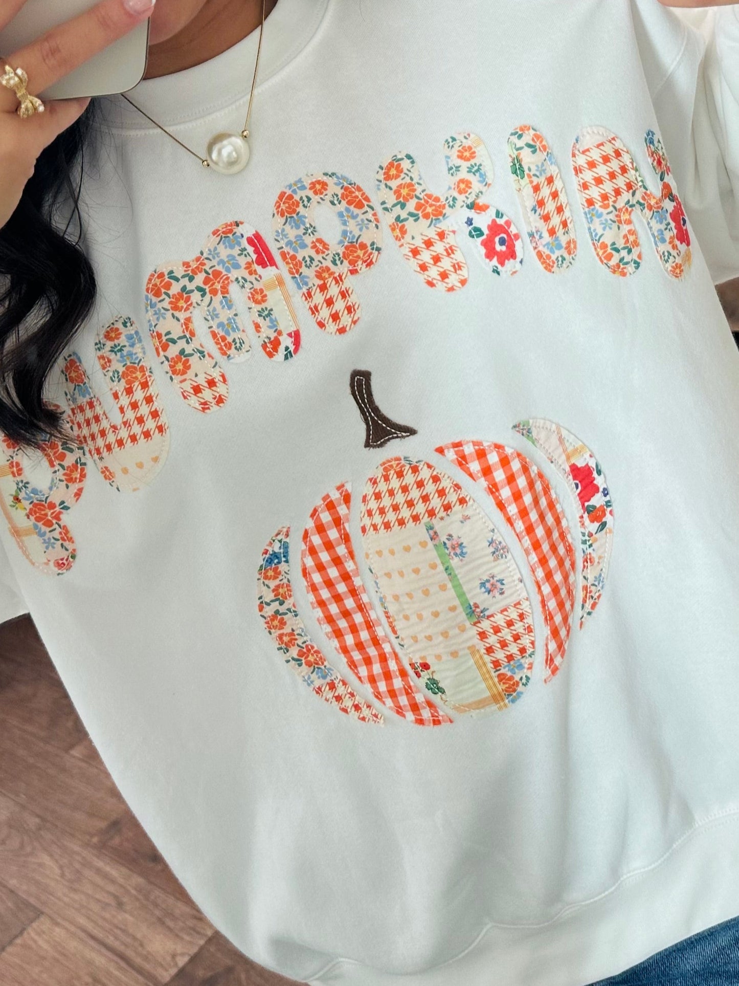 The Pumpkin Patchwork Long Sleeve Crewneck