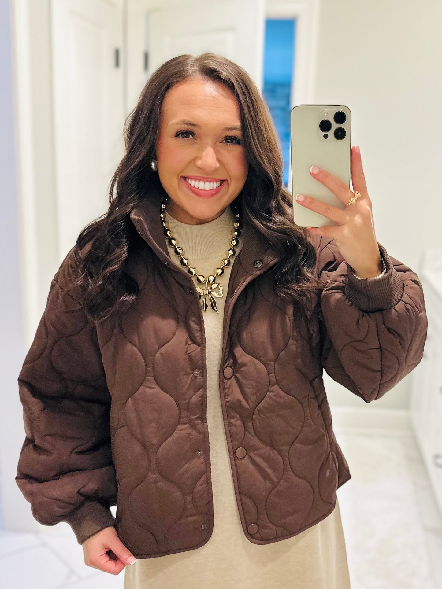 The Sarah Chocolate Brown Quilted Jacket