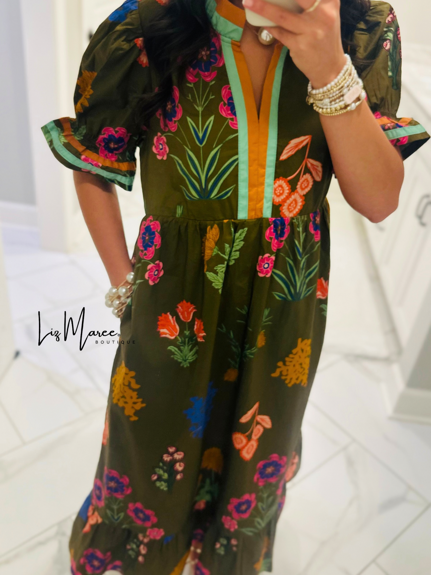 The Mattie Brown Floral Midi Dress