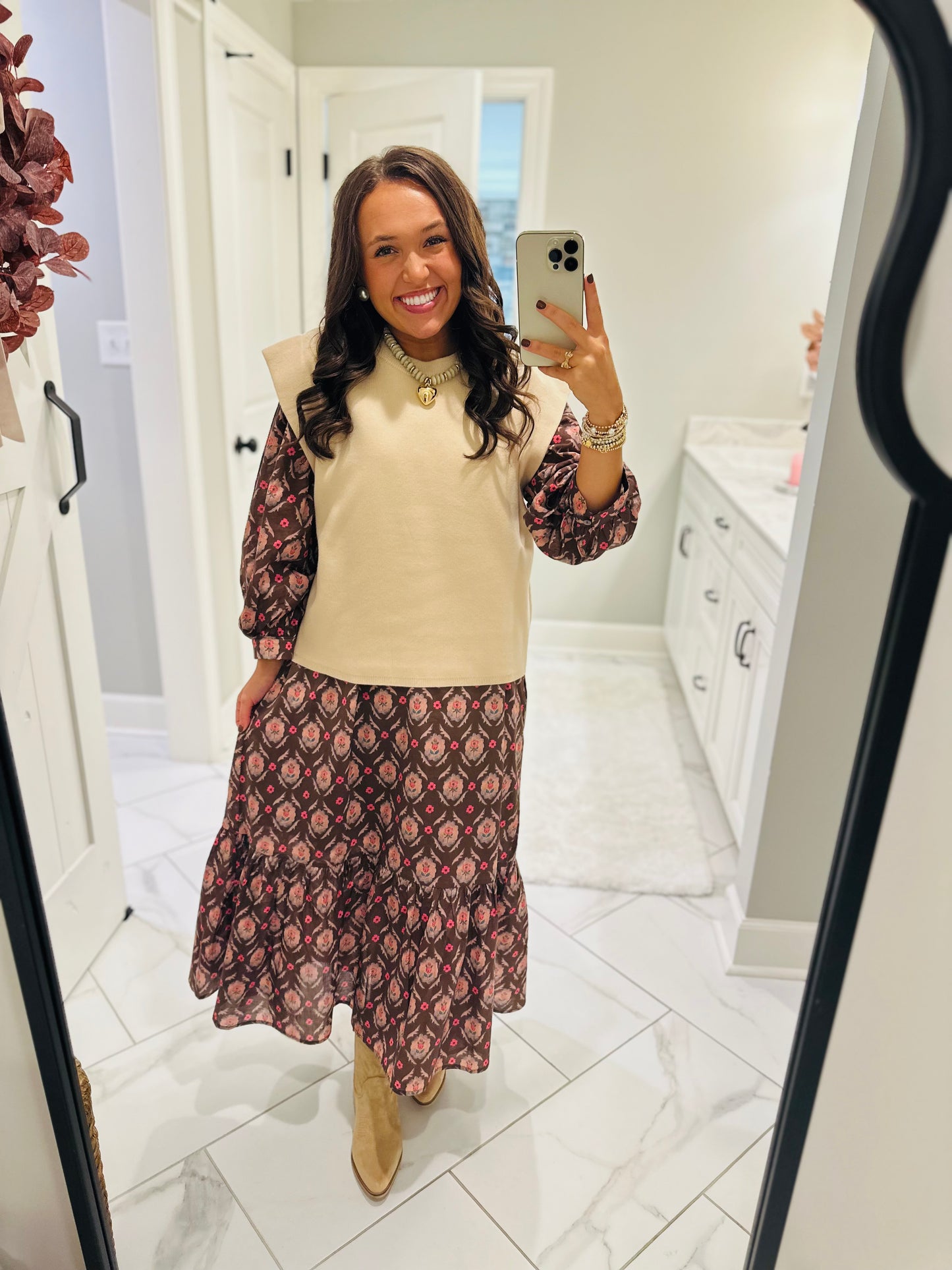 The Lila Maree Brown Floral Maxi Dress