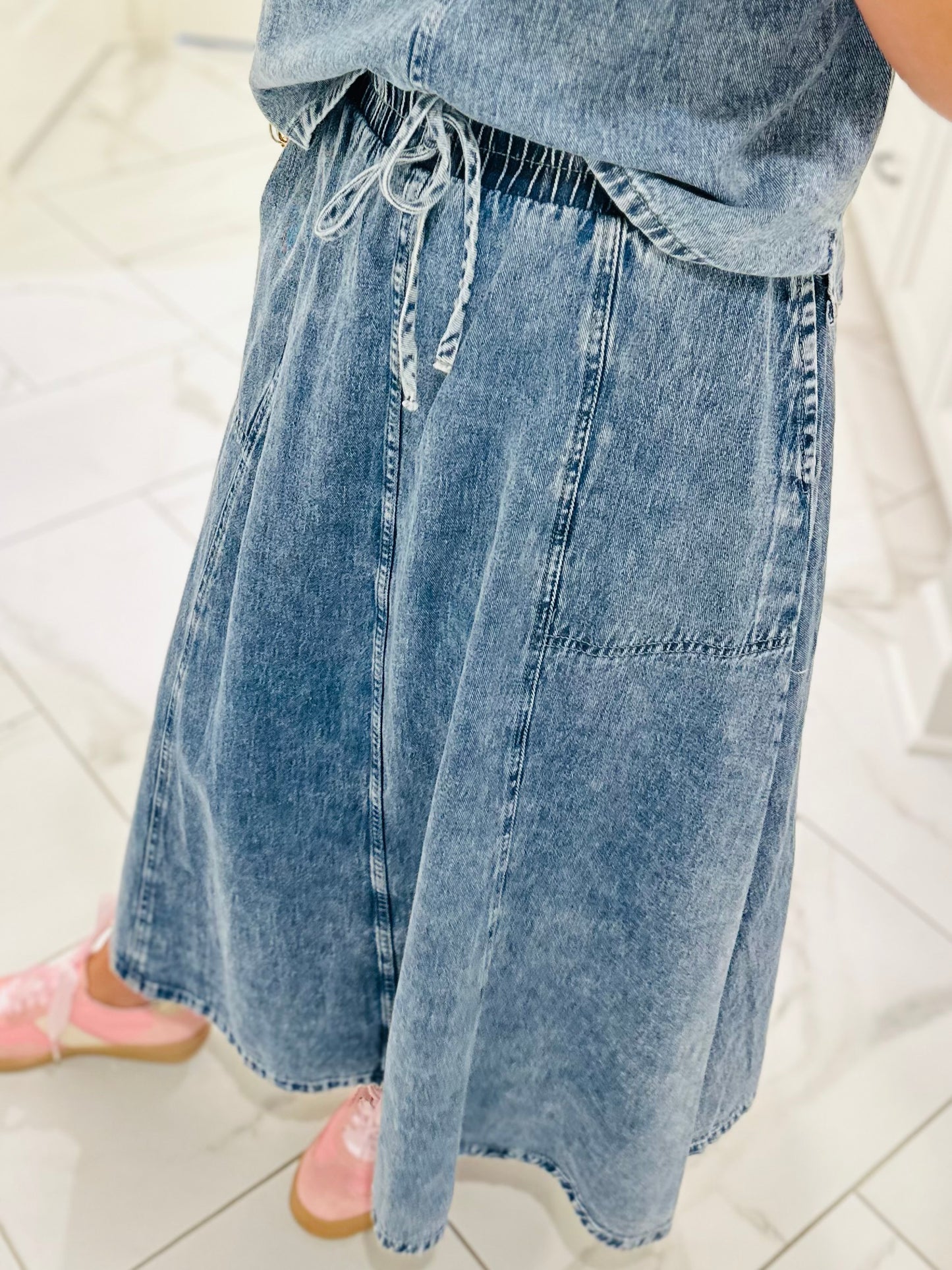 The Sadie Rae Denim Top + Skirt Set