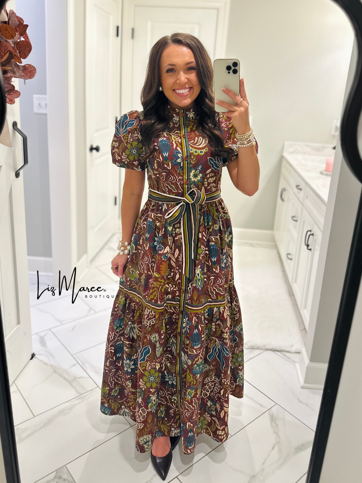 The Wren Burgundy Floral Maxi Dress