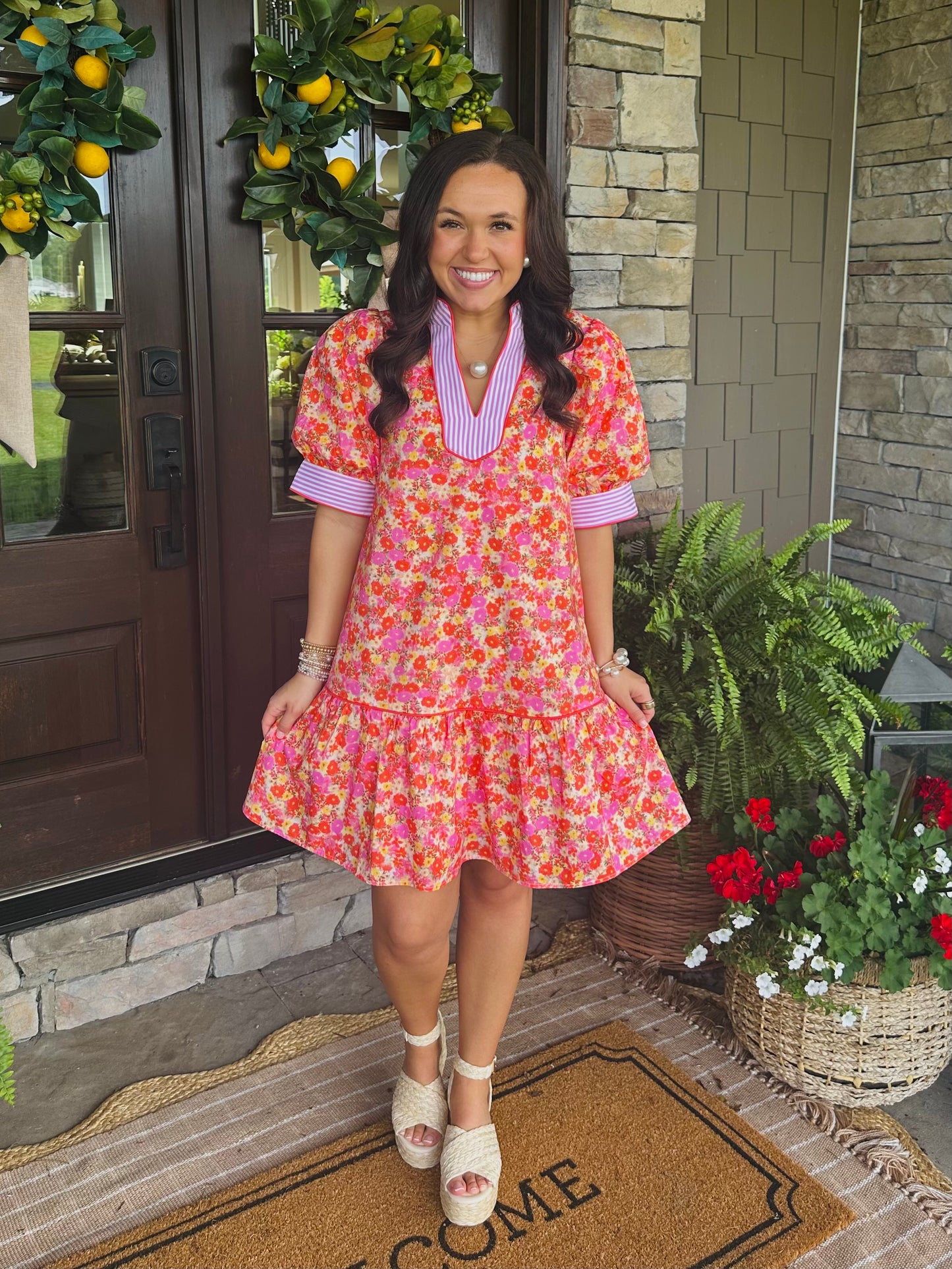 The Maree Pink + Orange Floral Dress