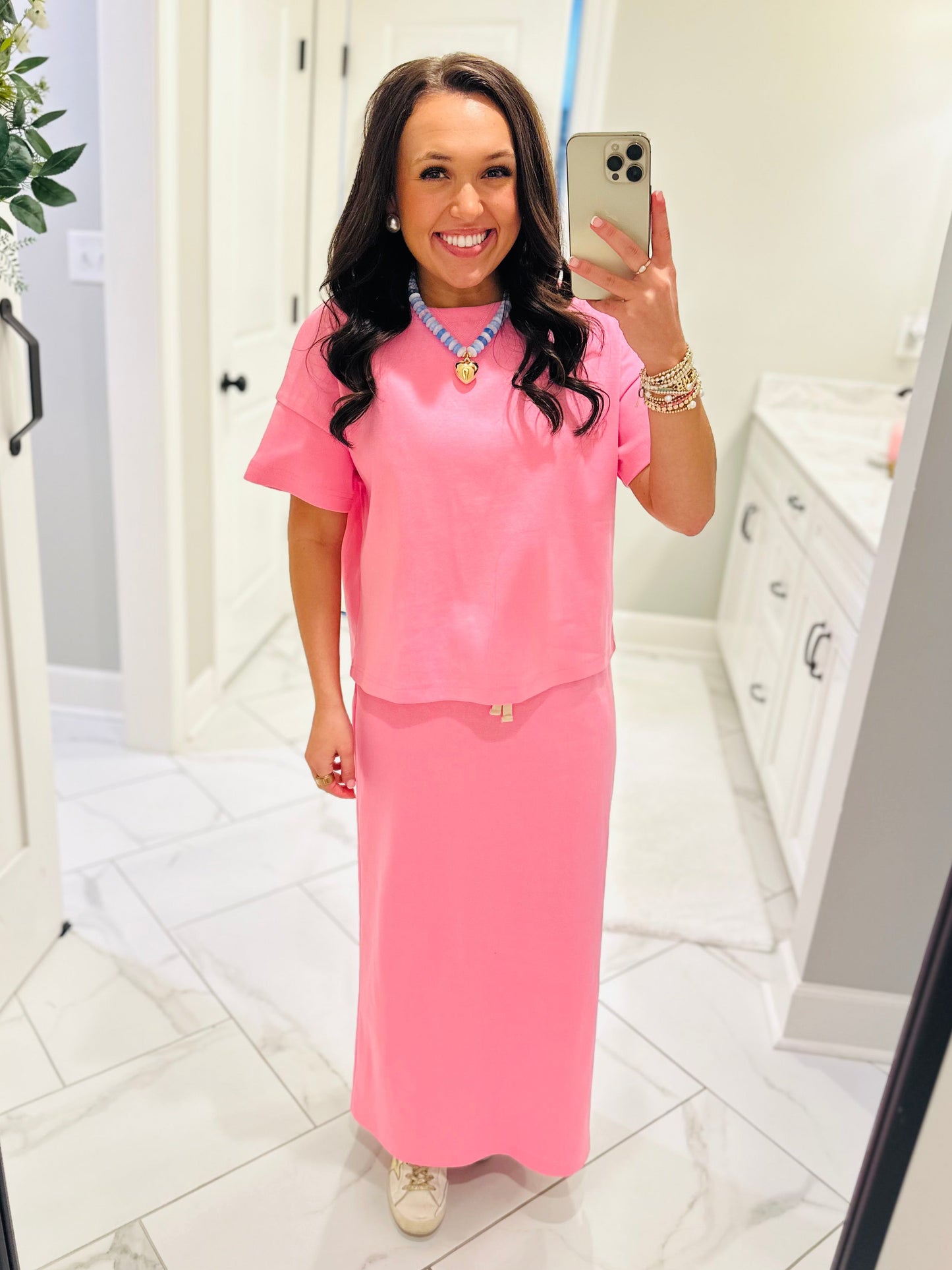 The Sonny Pink Knit Top + Skirt Set