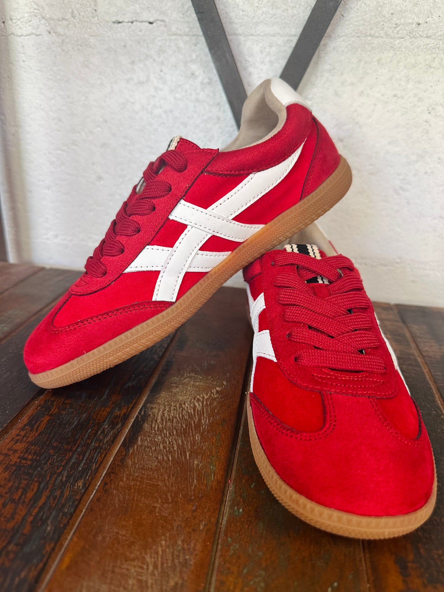 The Sasha Red Suede Sneaker