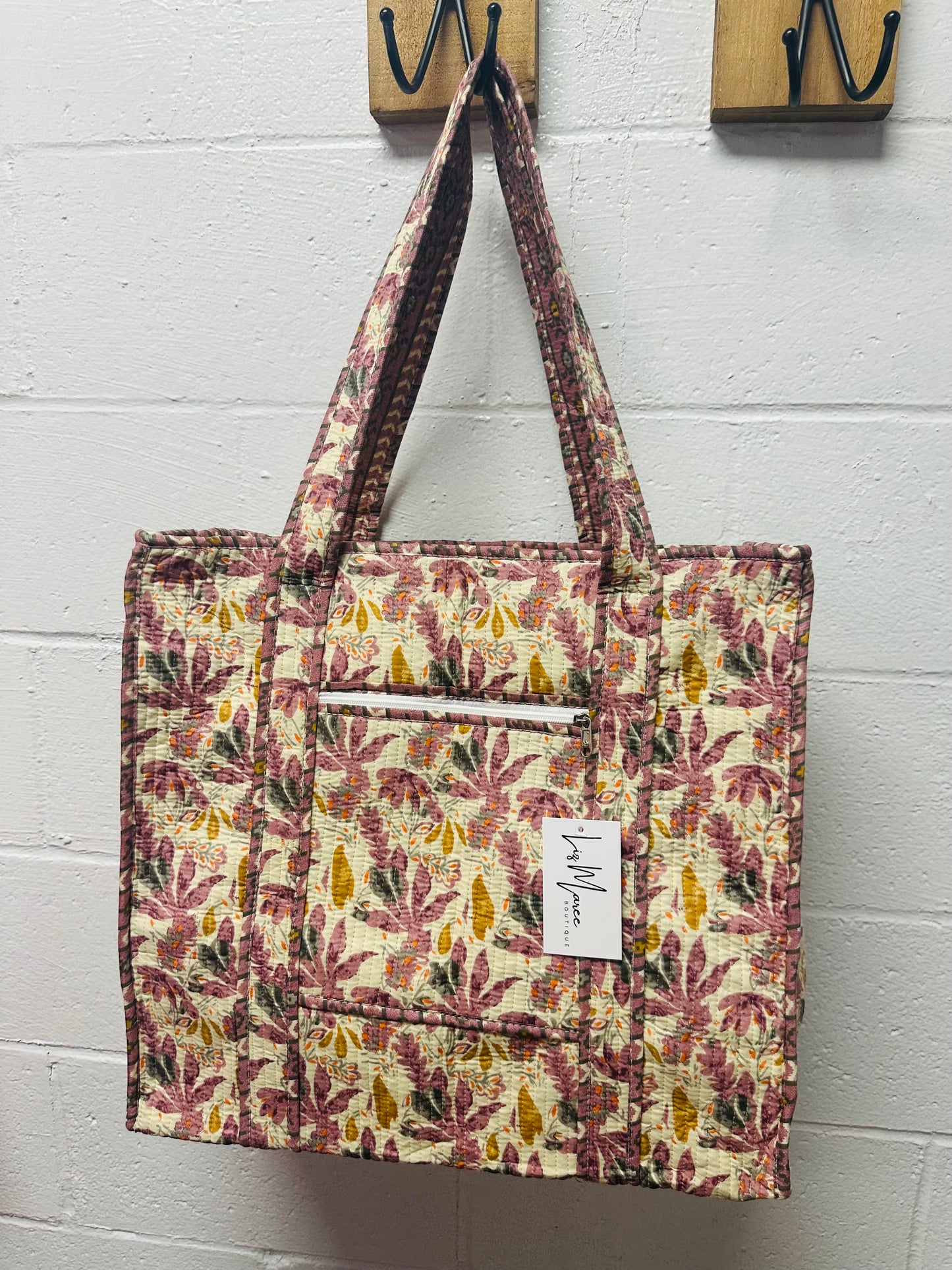 The Mauve Floral Quilted Tote Bag
