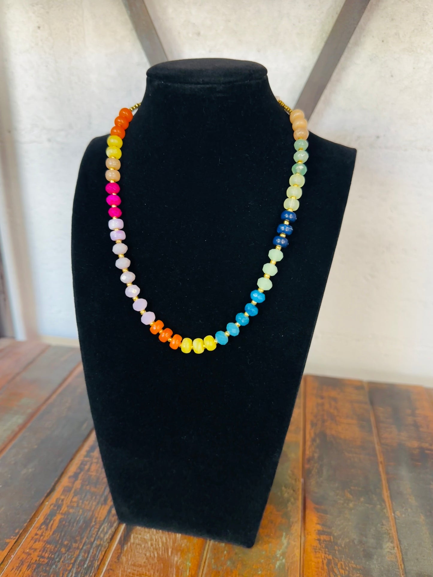 Rainbow Ball Beaded Necklace