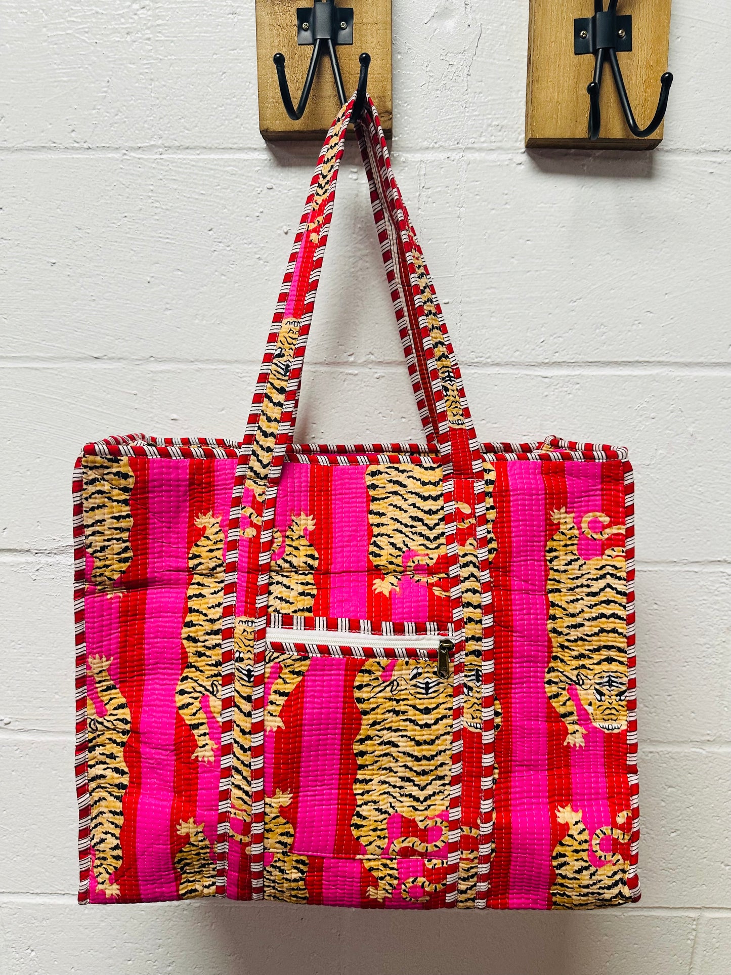 The Pink Tiger Quilted Tote Bag