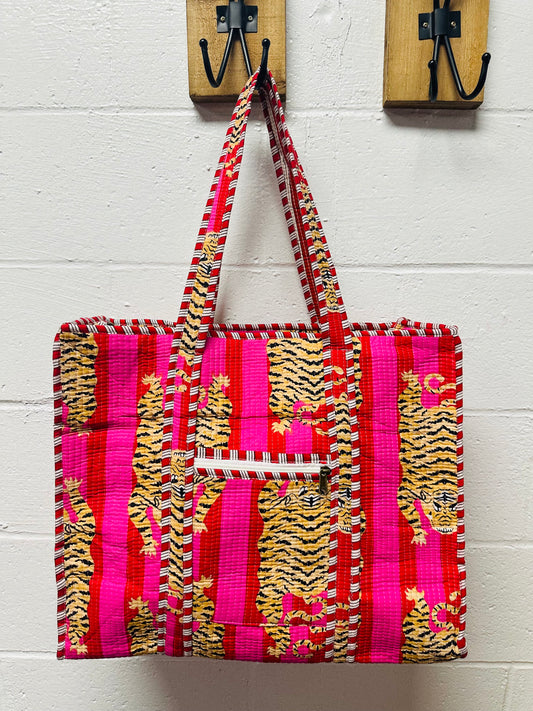 The Pink Tiger Quilted Tote Bag