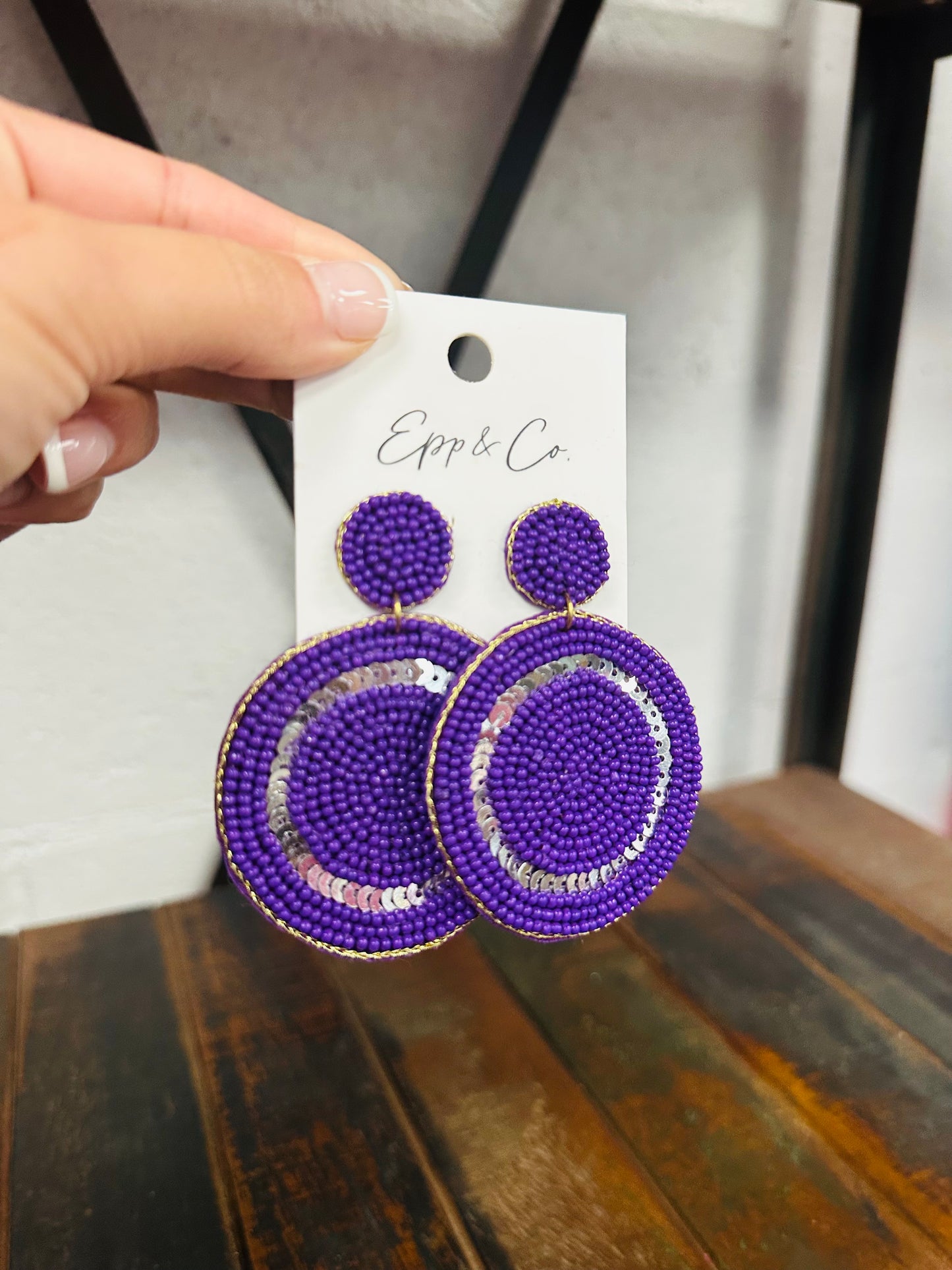 Purple Disc Drop Earring