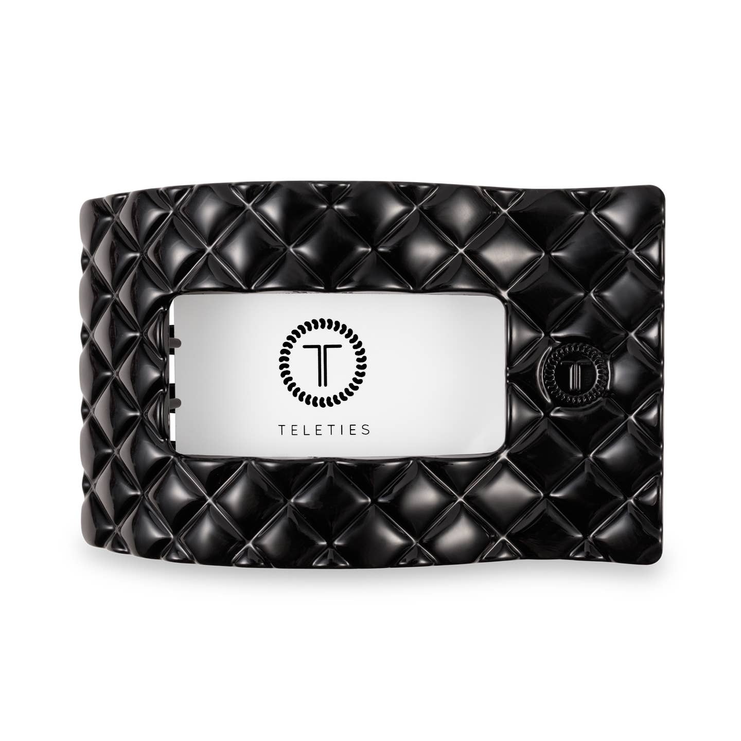 Jet Black Quilted Rectangle Flat Hair Clip