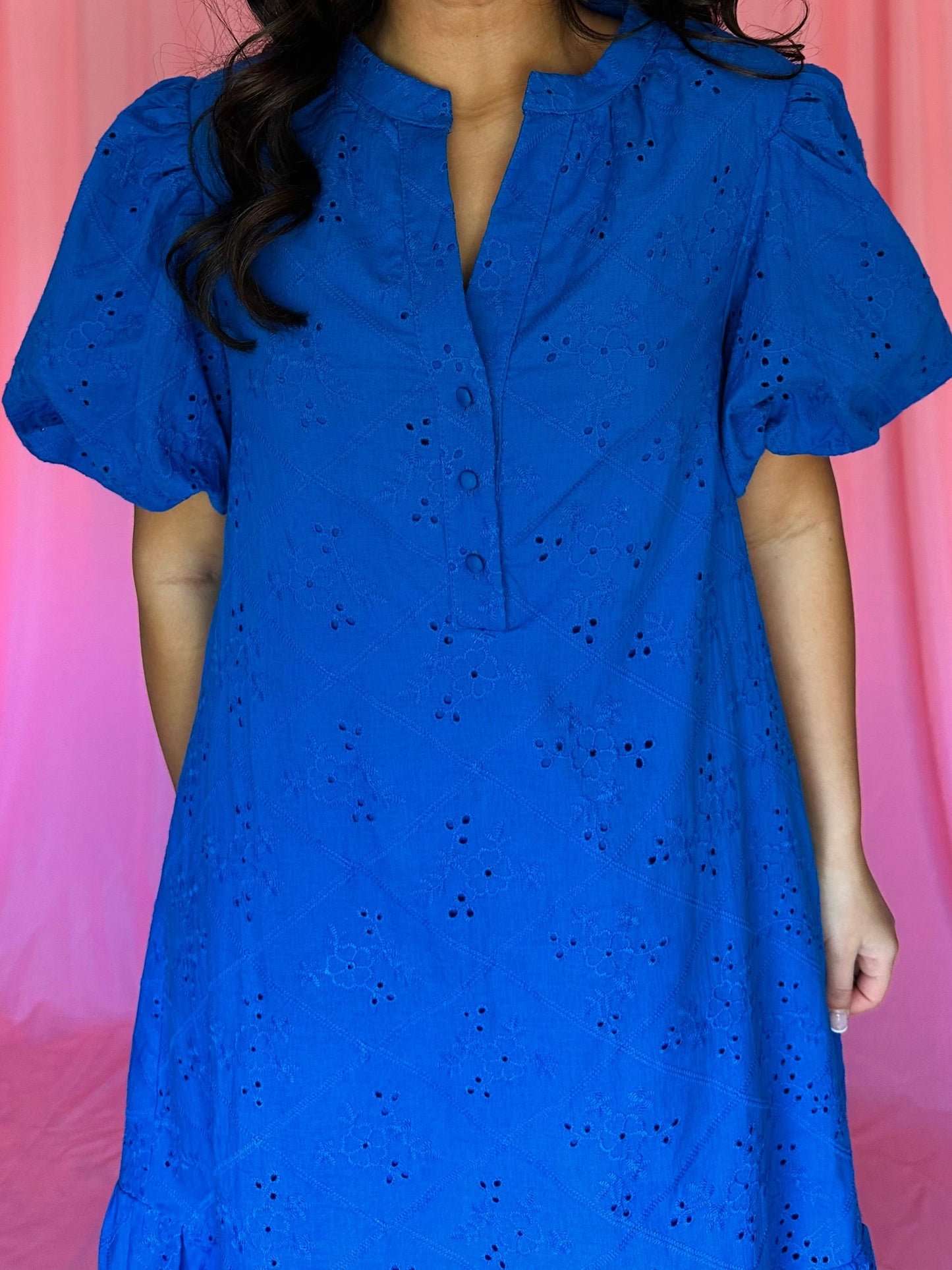 The Willa Blue Eyelet Midi Dress