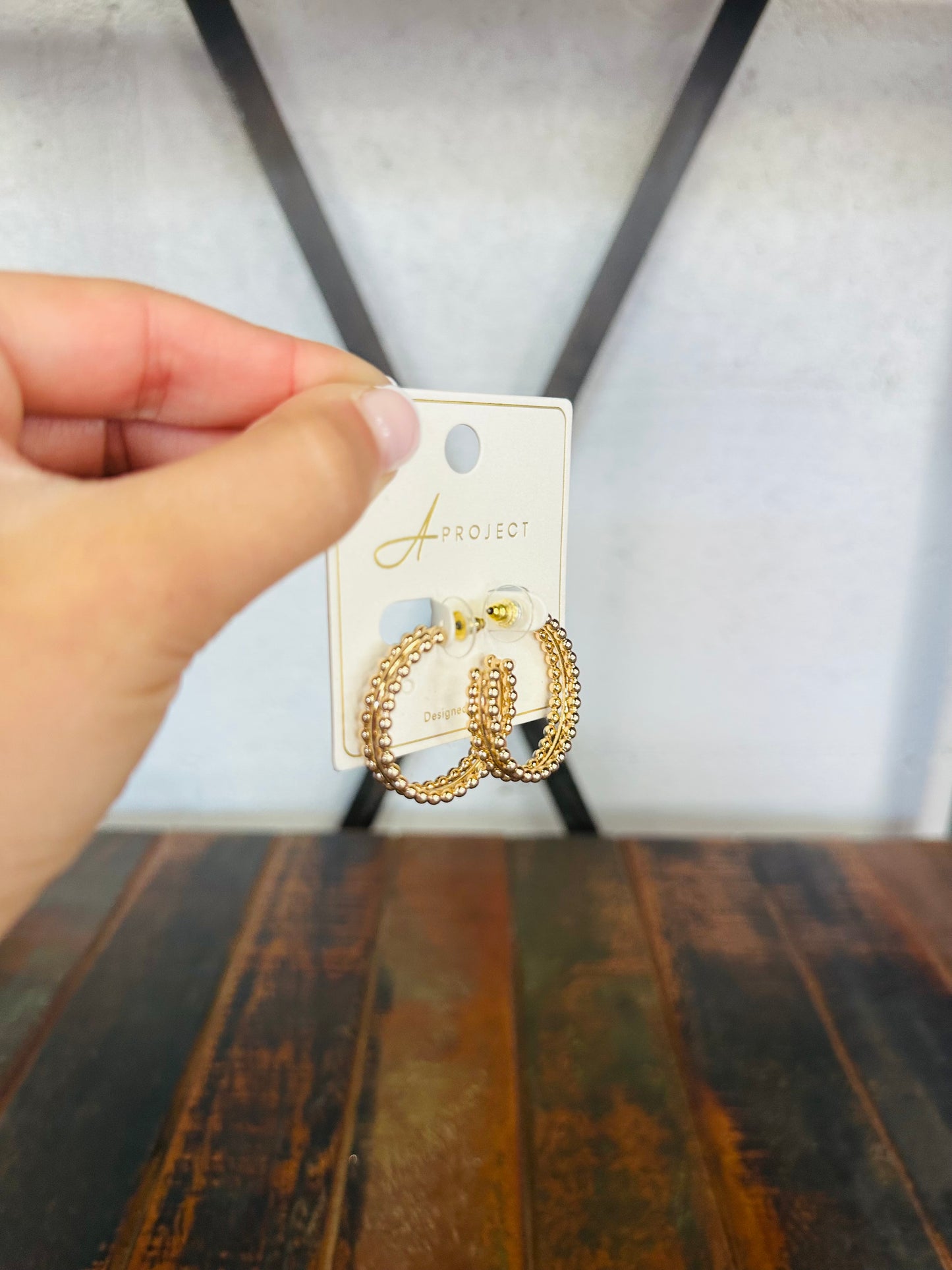 Gold Beaded Hoop Earring