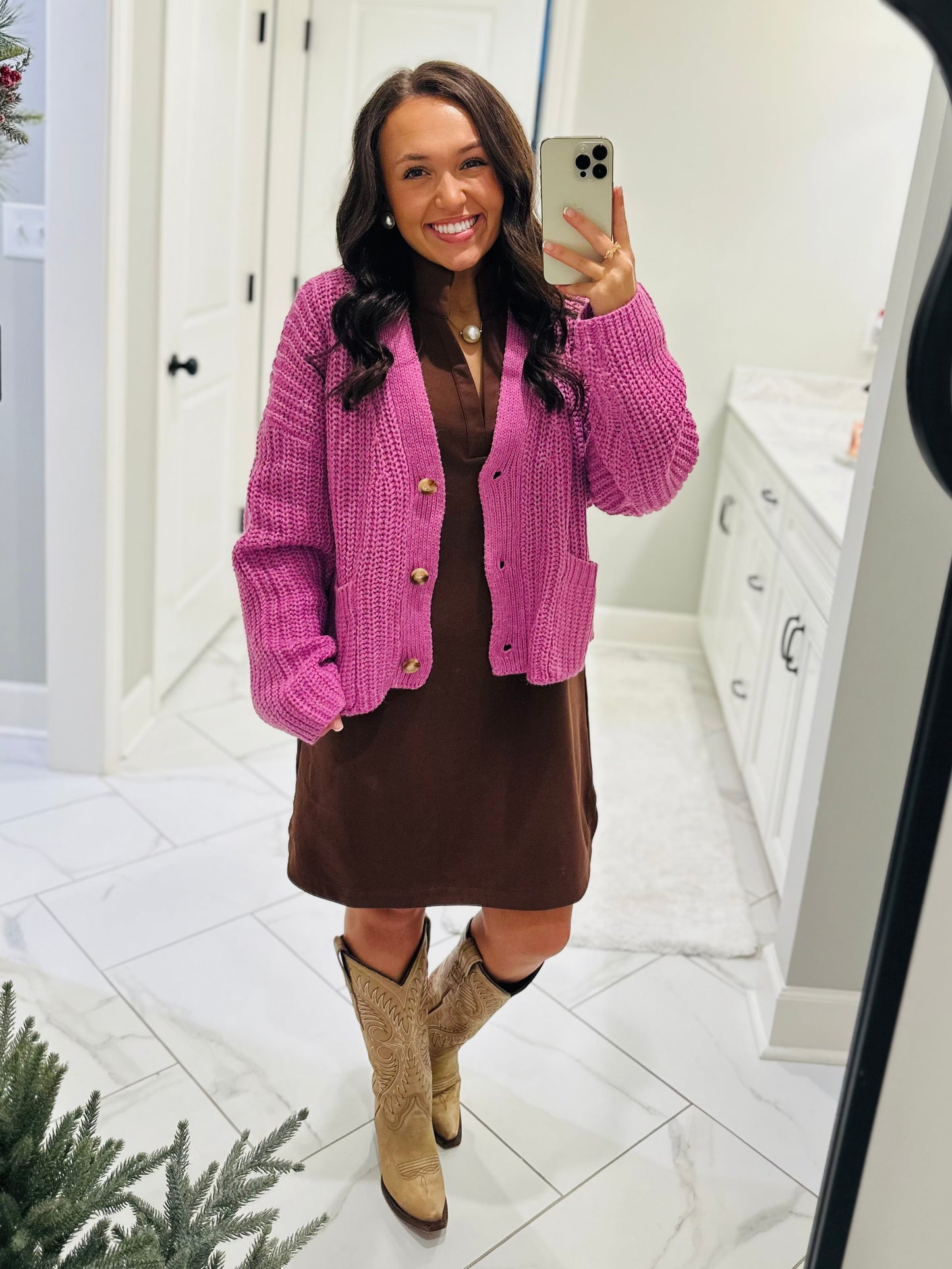 The Brooke Orchid Ribbed Oversized Cardigan