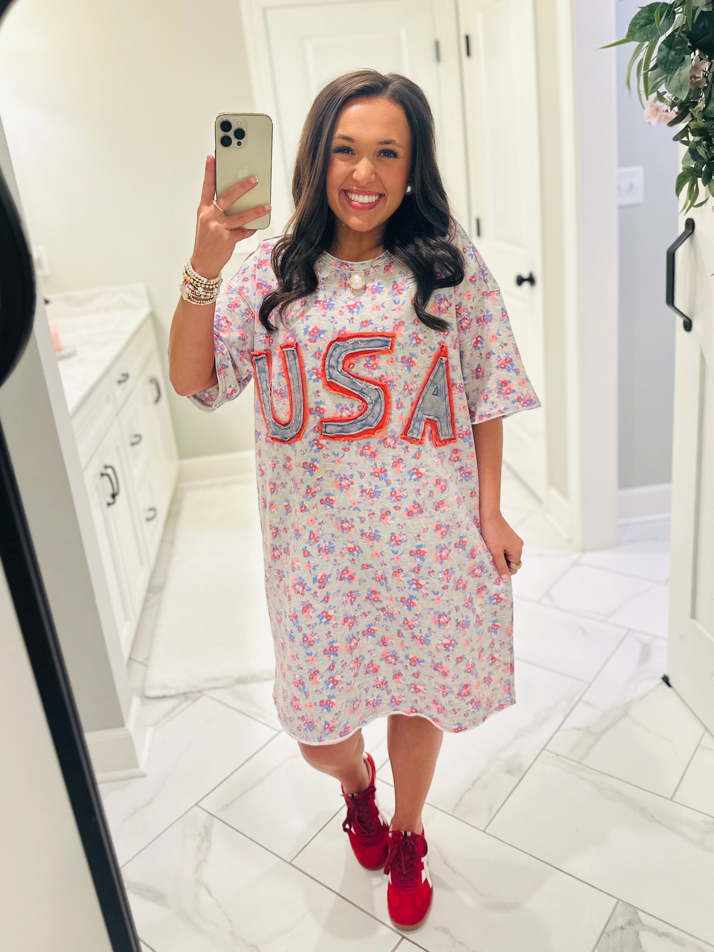 The Made in the USA Letter Patch Floral Dress