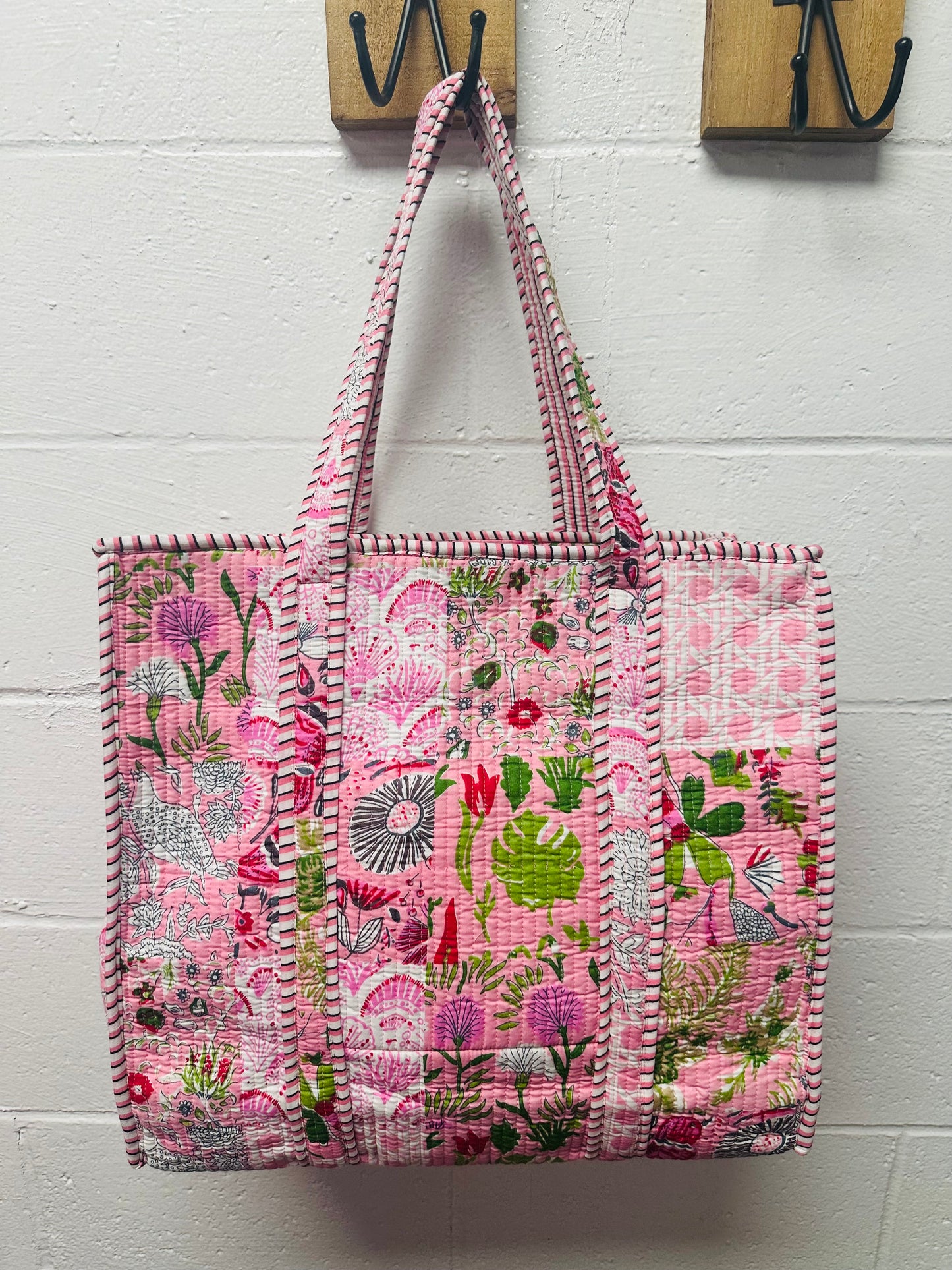 The Baby Pink Patchwork Quilted Tote Bag