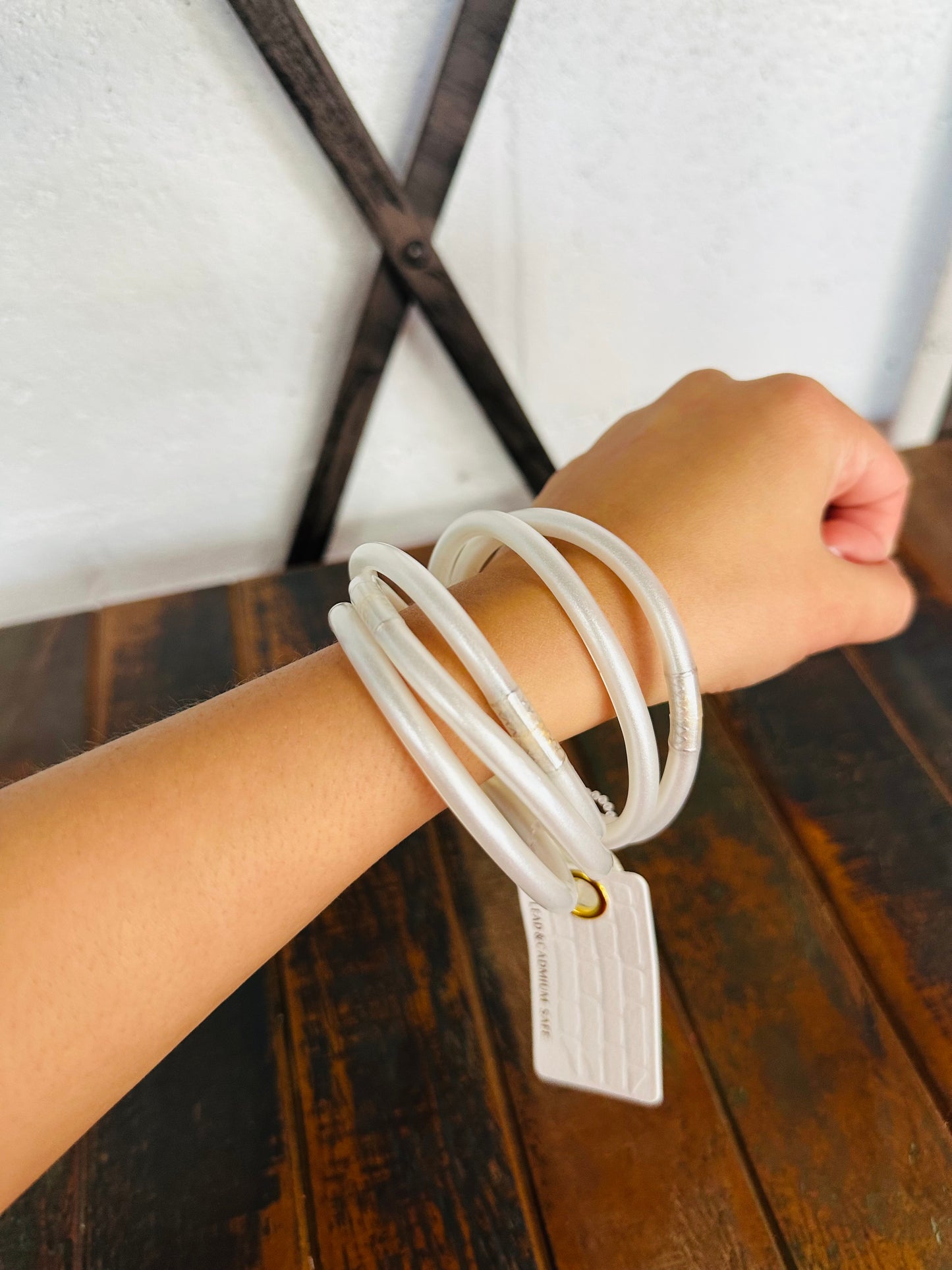 White Shimmer Jelly Bangle Set