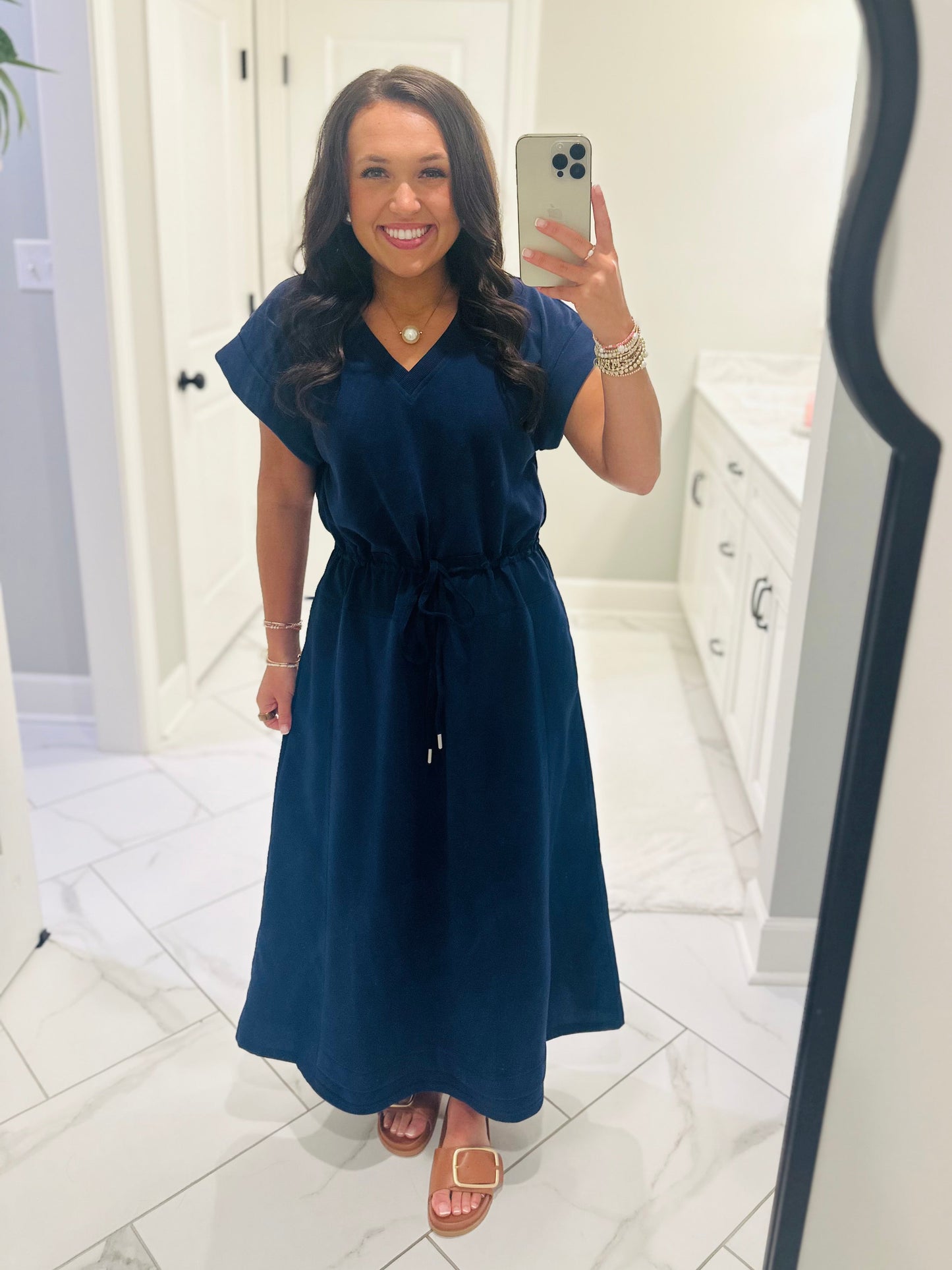The Norah Navy Midi Dress