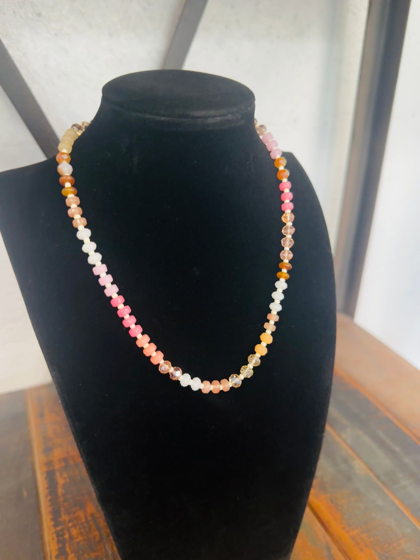 Pink Multi Rondelle Bead Necklace
